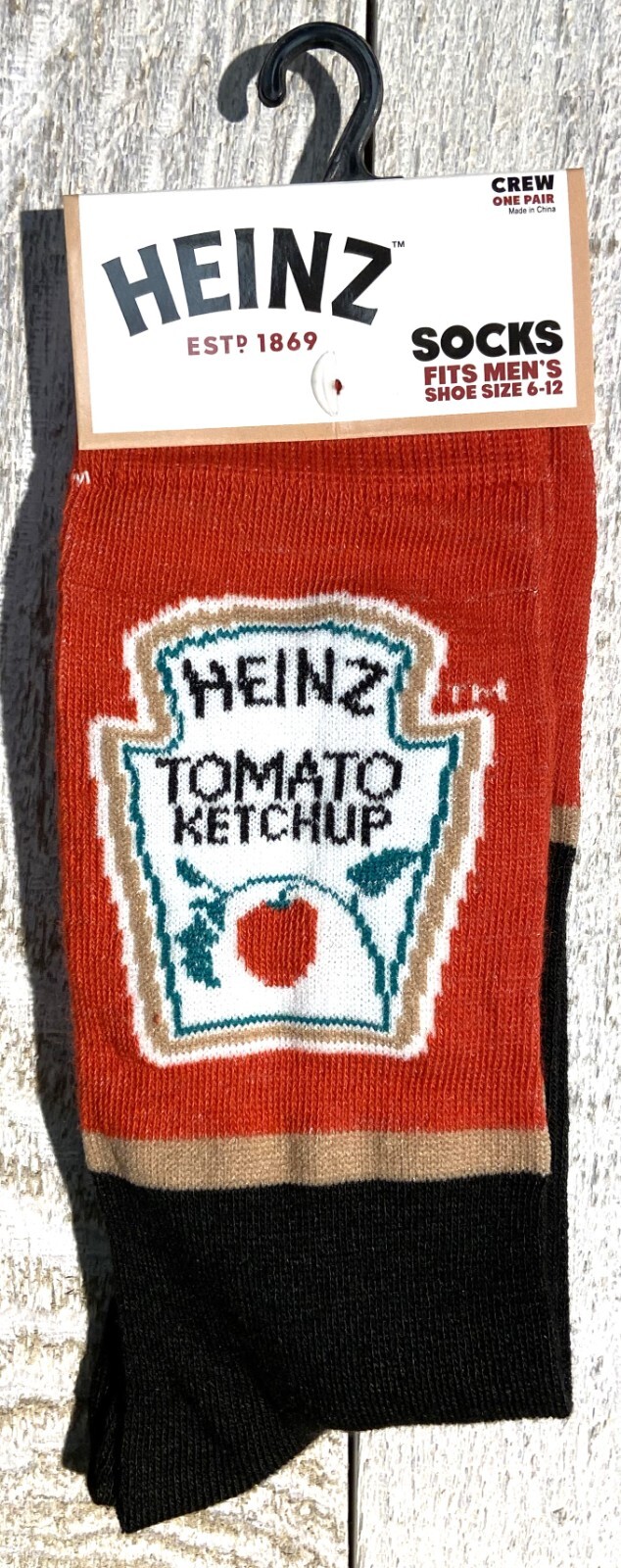 Heinz Tomato Ketchup Print Novelty Crew Socks - Men’s Size 6-12 - D014