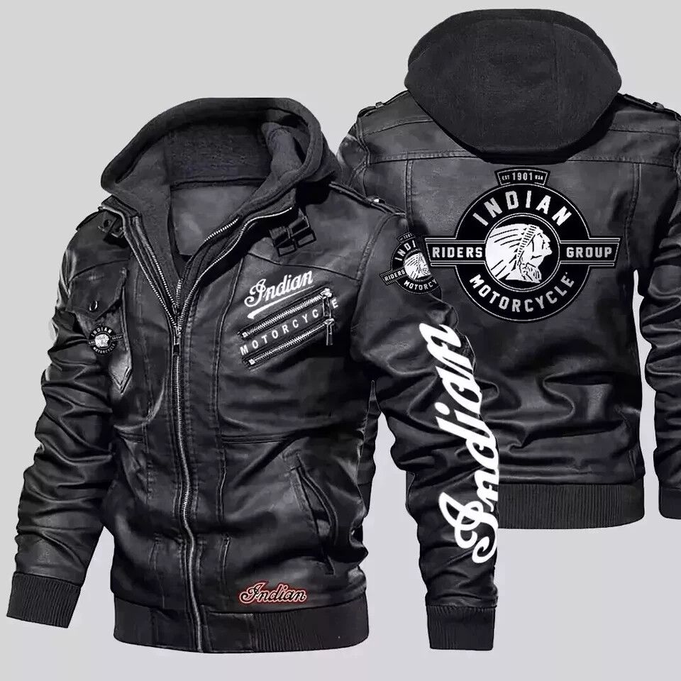 Men’s Indian Biker Motorcycle Riding  Genuine Cowhide Leather  black Jacket