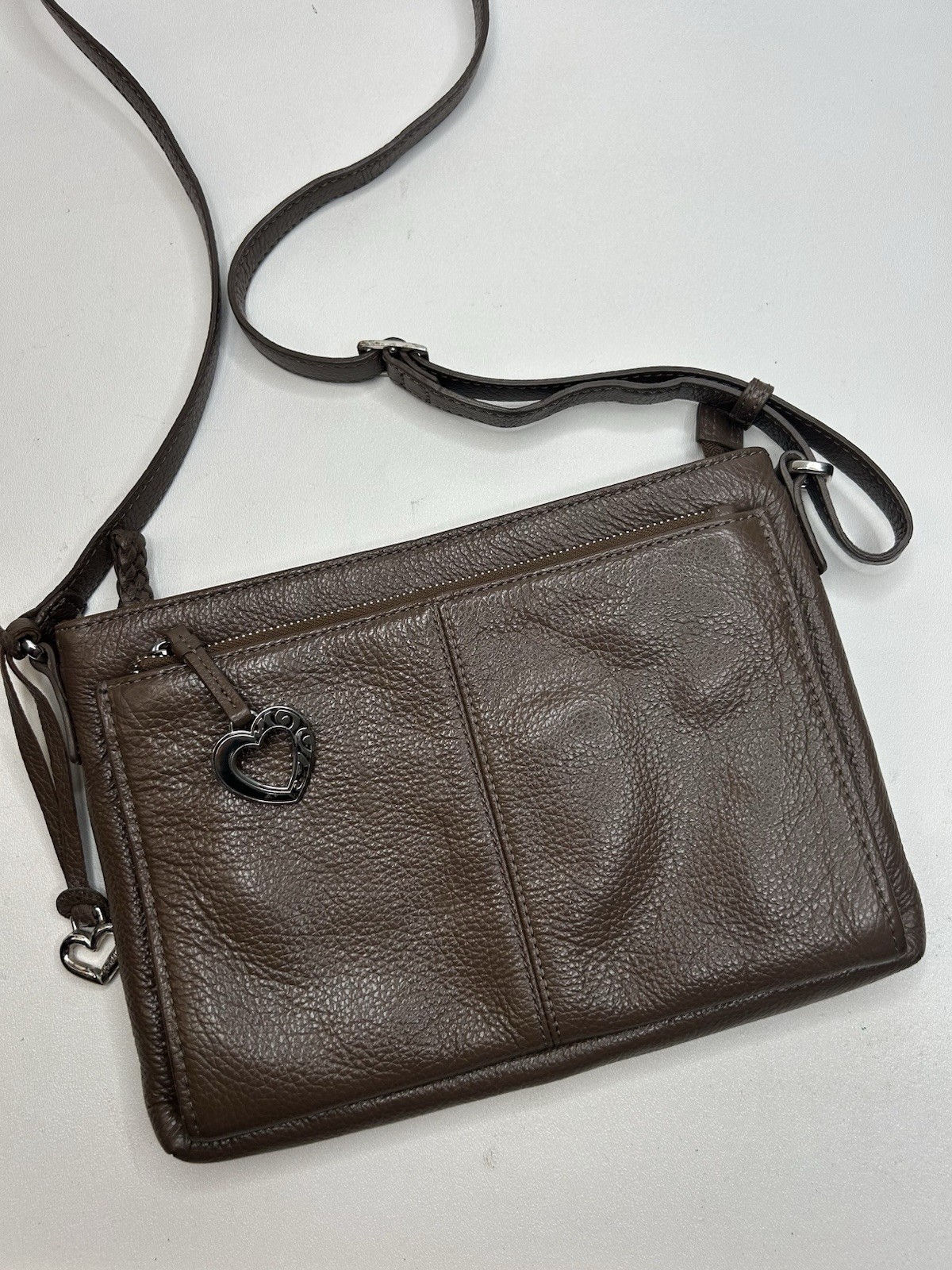 BRIGHTON Barbados Banks City Bag Organizer Brown Leather Crossbody Bag