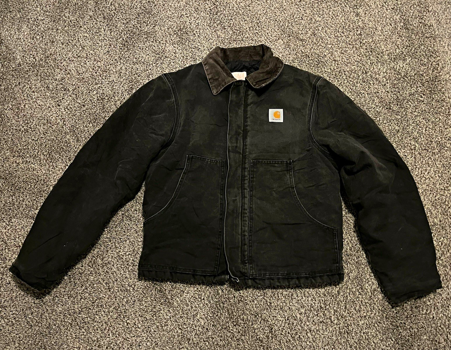 Vintage Carhartt J02 BLK Men’s Black Canvas Quilt-Lined Size 40