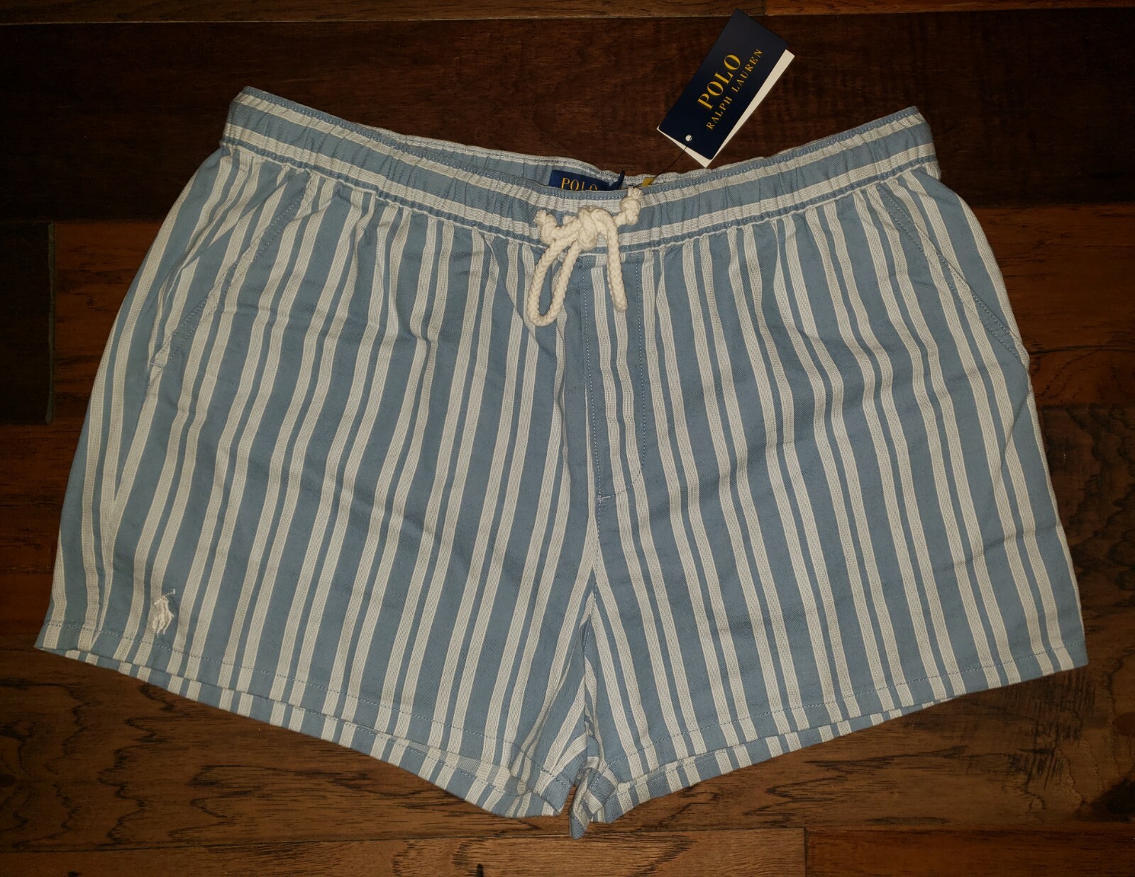 NWOT Polo Ralph Lauren Women's Shorts Blue White Striped Pockets Drawstring