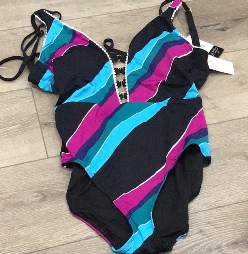 Cole Of California Size 12 Womens One Piece Striped NEW MSRP $72