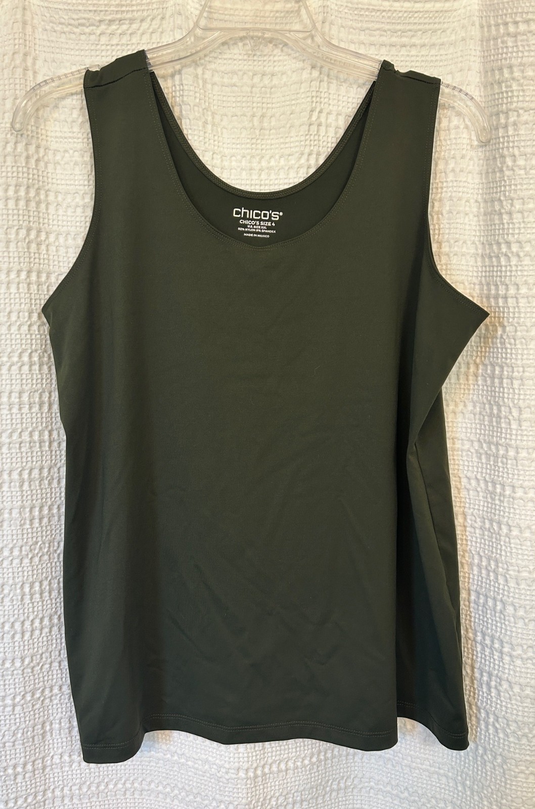 Chico\'s Travelers Tank Top Size 4 / XXL Primordial Forest Green Scoop Neck NWT