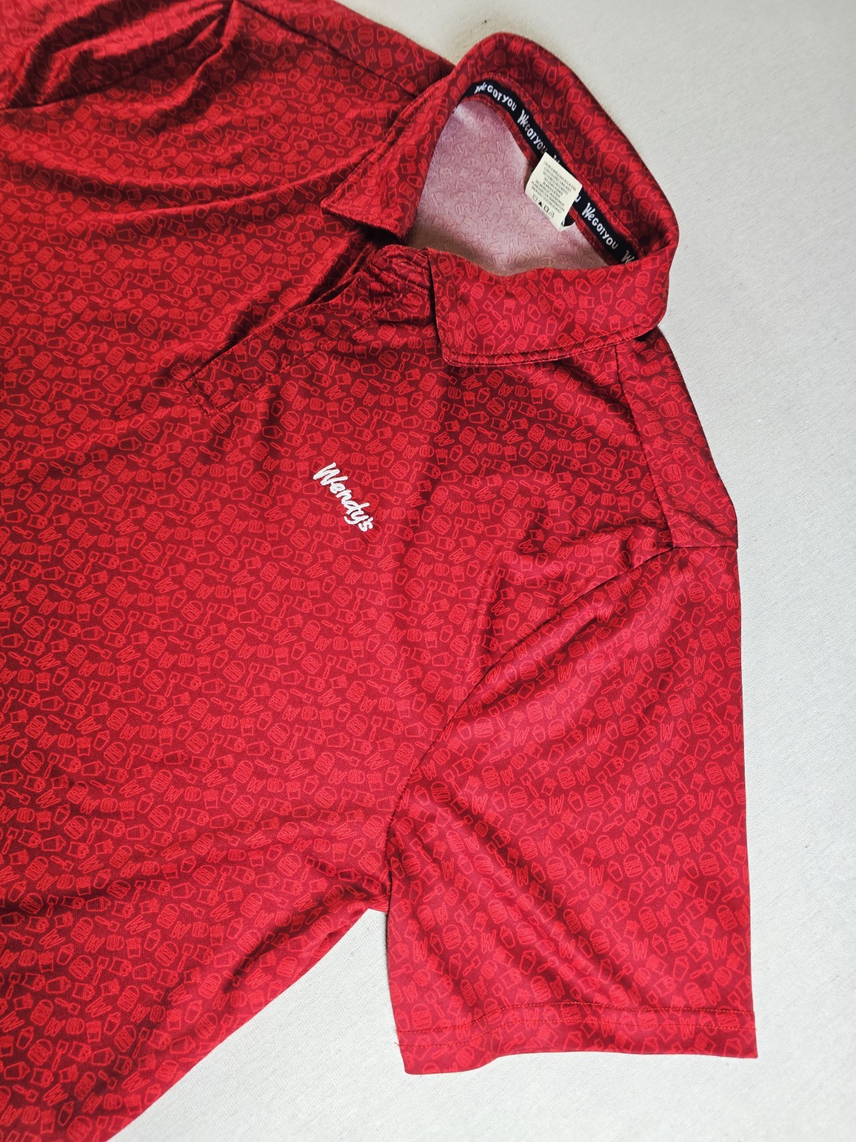 Wendy\'s Men\'s L Employee Uniform Red Polo Shirt AOP Barco Uniforms 