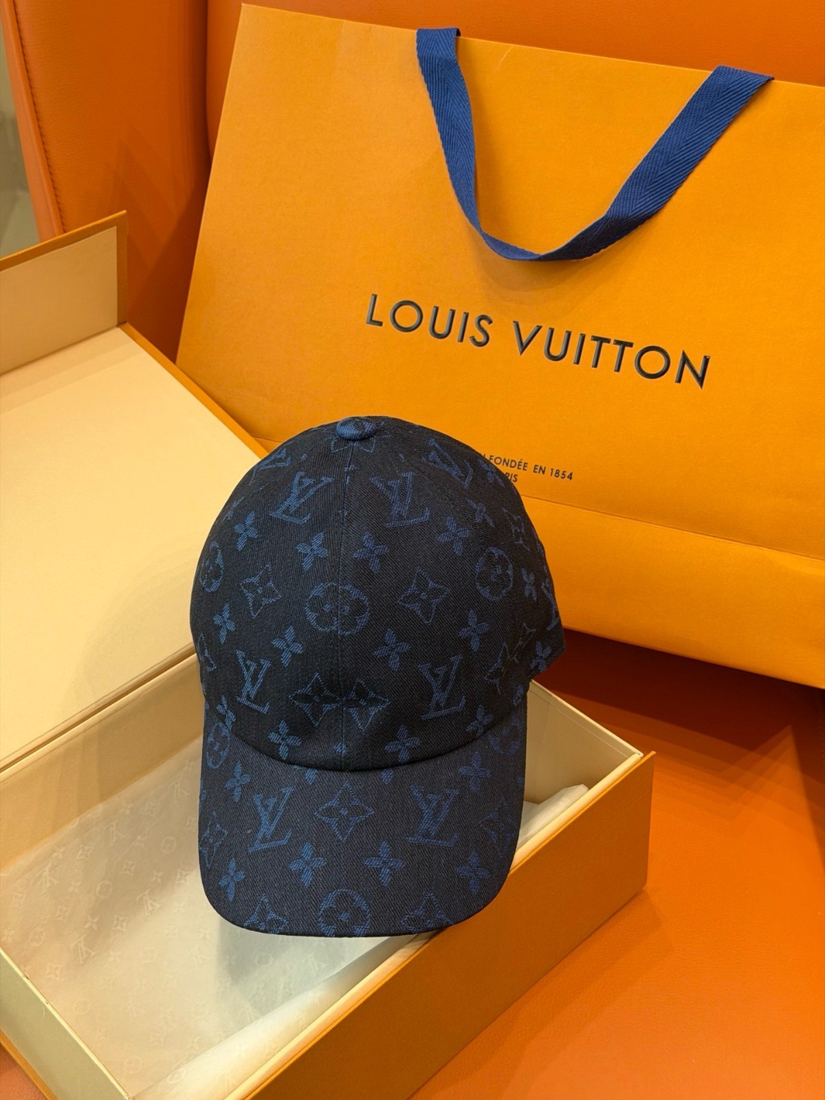 LLouisV - Monogram Baseball Cap - Navy Blue - NEW