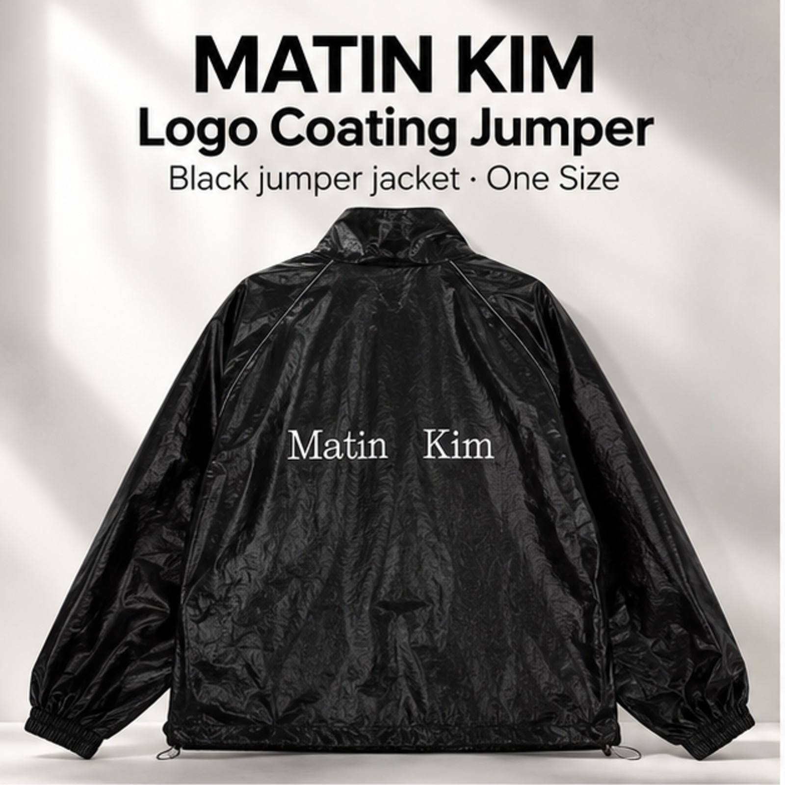 Matin Kim Logo Coating Jumper Jacket Black Cotton One Size K-Fashion