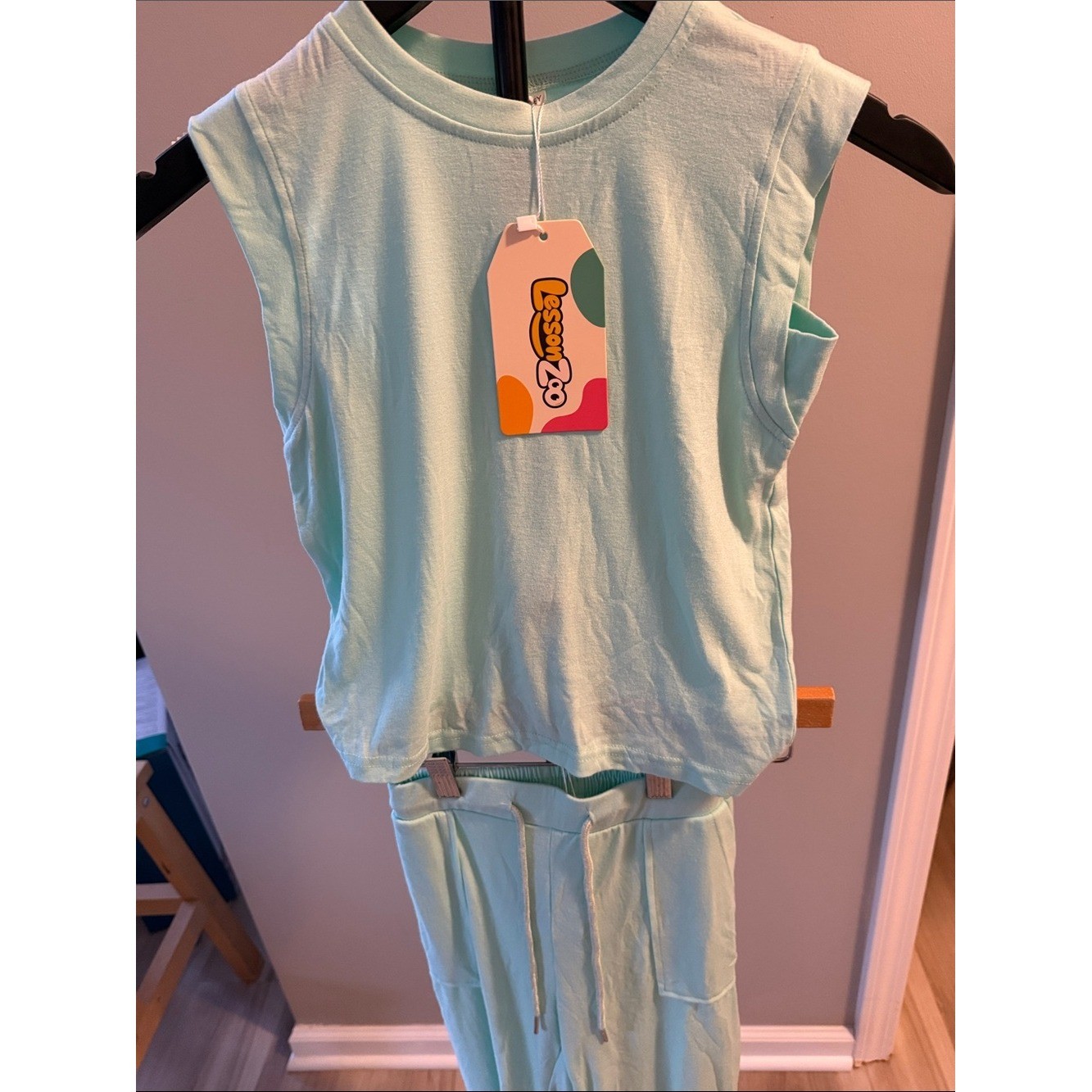Kids\' Sleeveless Pajama Set in Light Aqua