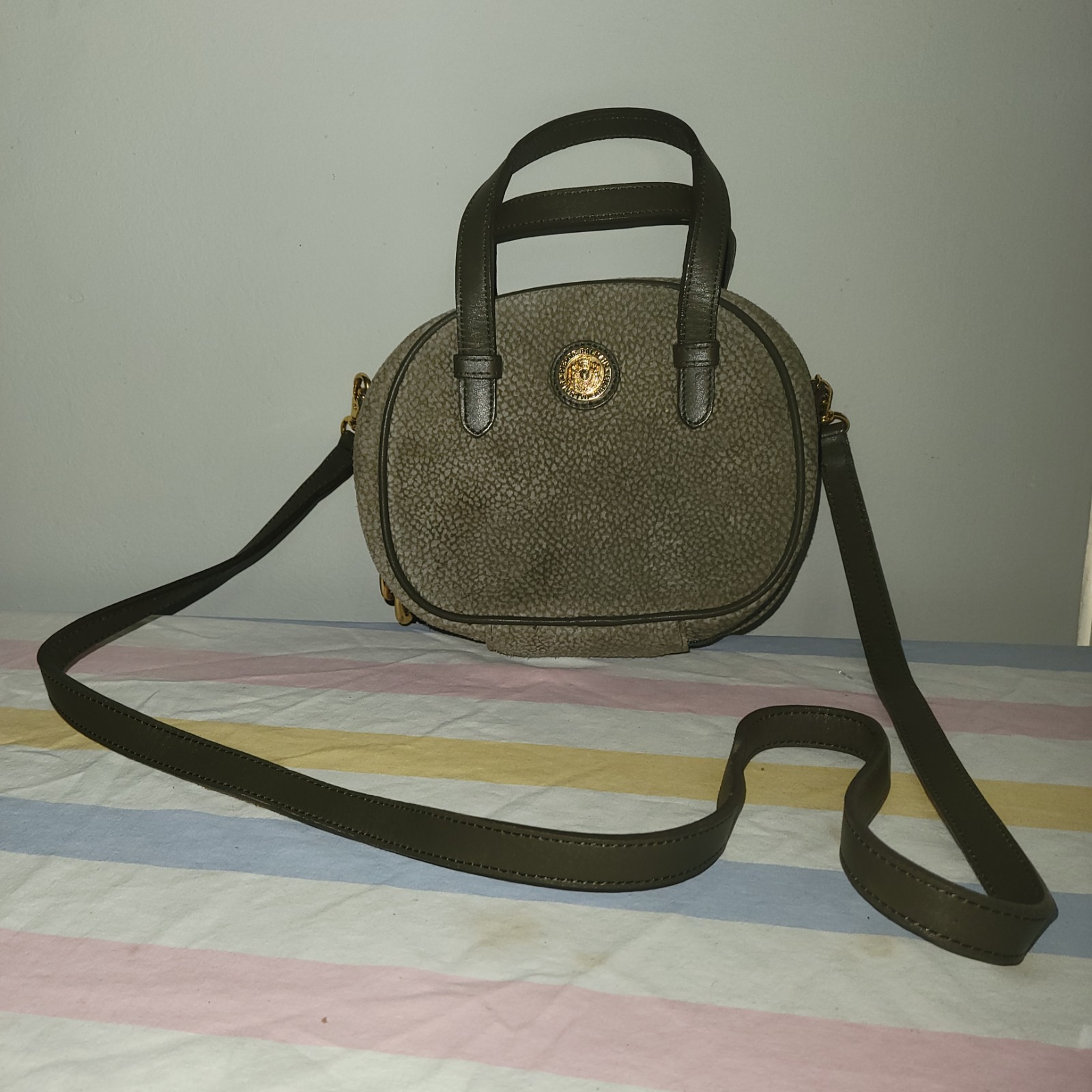 Vintage Pierre Balmain Paris Made in Italy Brown Olive Crossbody Handbag Purse