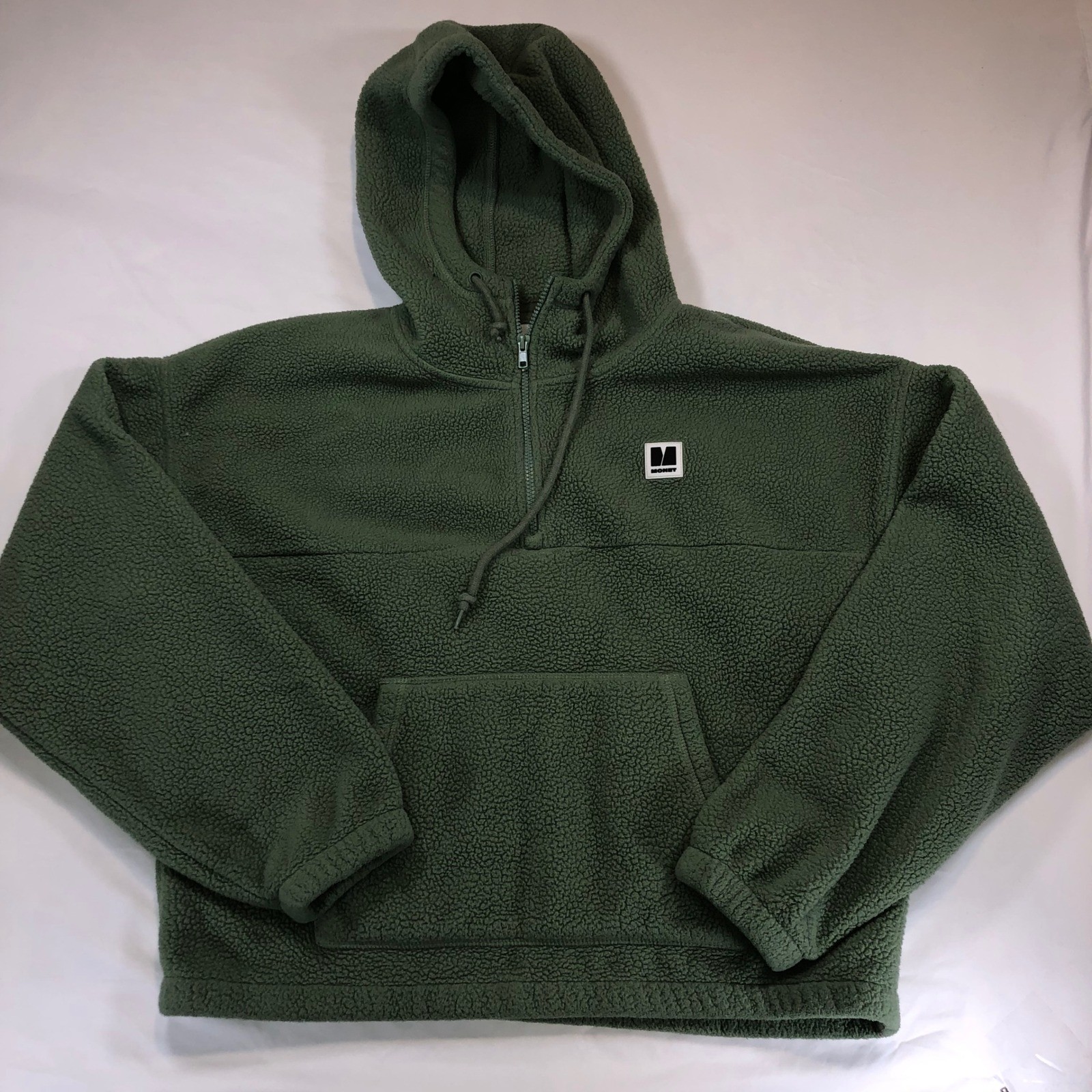 Monet Skateboards Mens Large Green Sherpa Fleece Quarter Zip Hoodie Streetwear