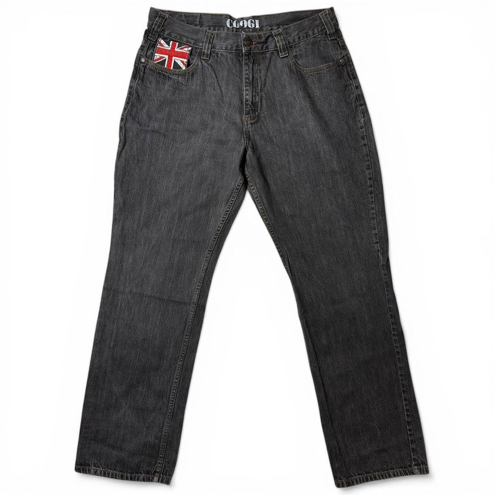 COOGI Australia Nations Tournament Jeans Mens Actual Size 37x34 Gray Denim