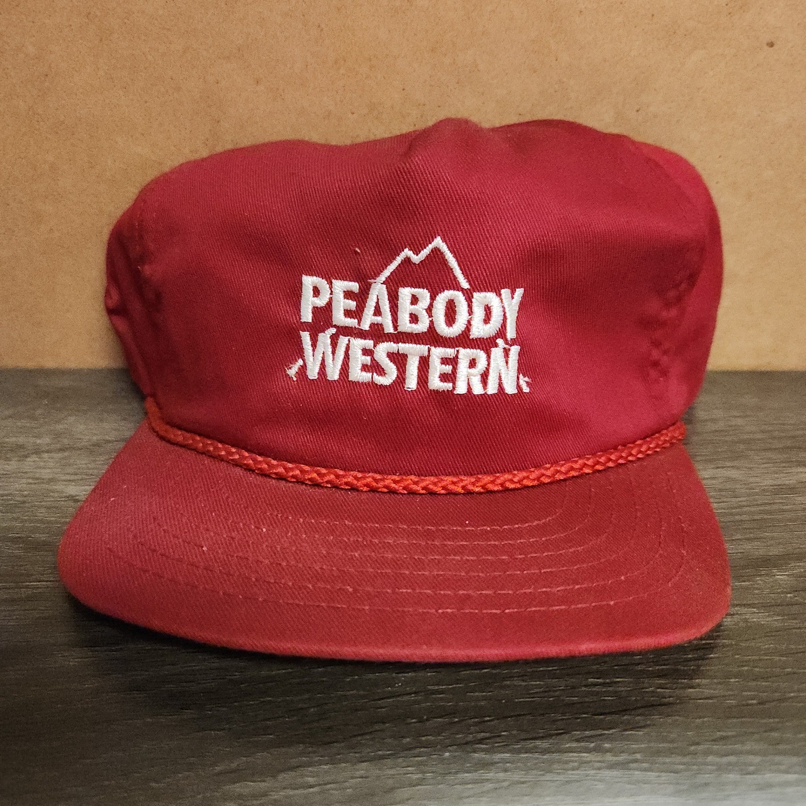 Vintage Peabody Western Snapback Hat Red Park Avenue Rope Trucker Cap USA Made
