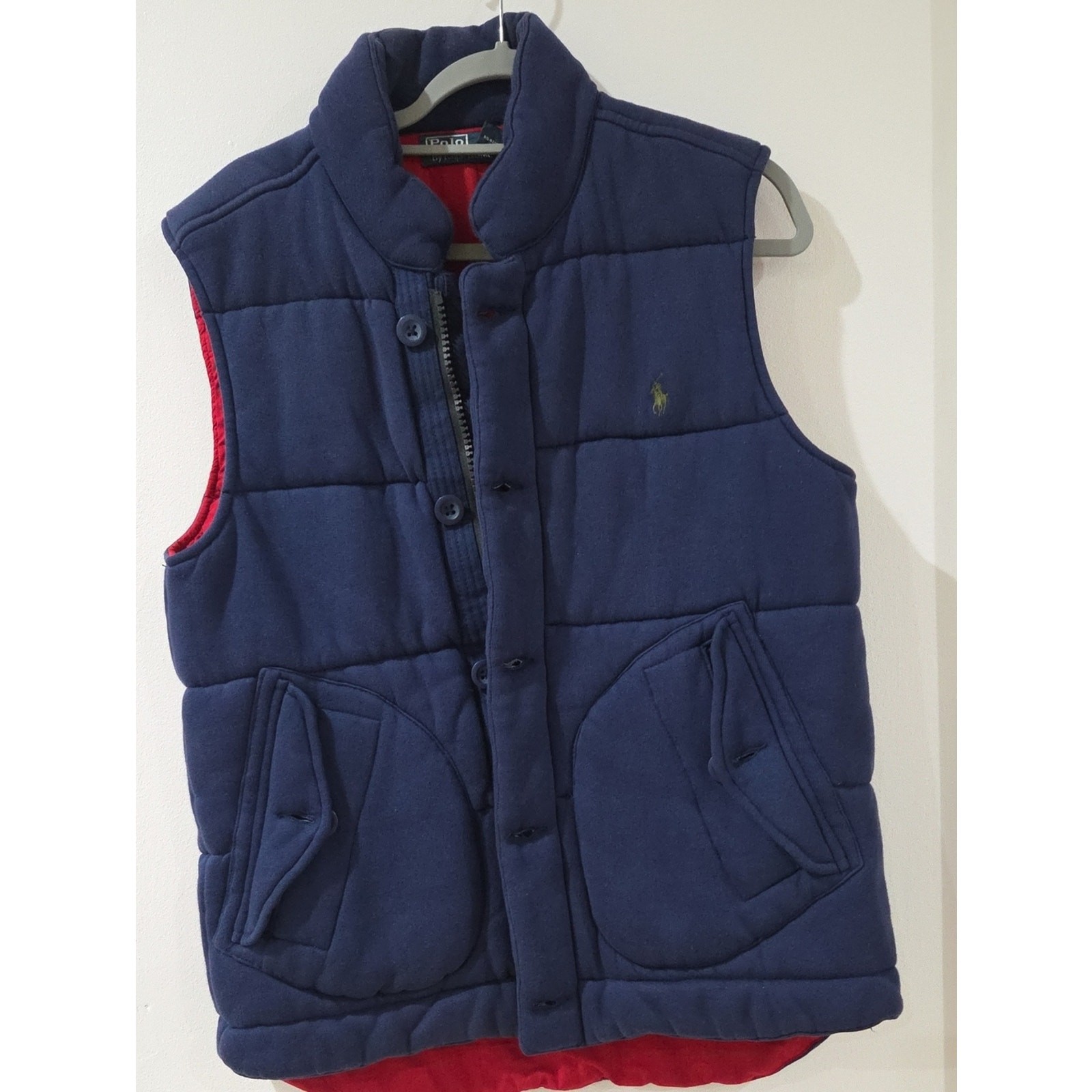 Polo by Ralph Lauren Navy Quilted Puffer Vest with Red Lining
