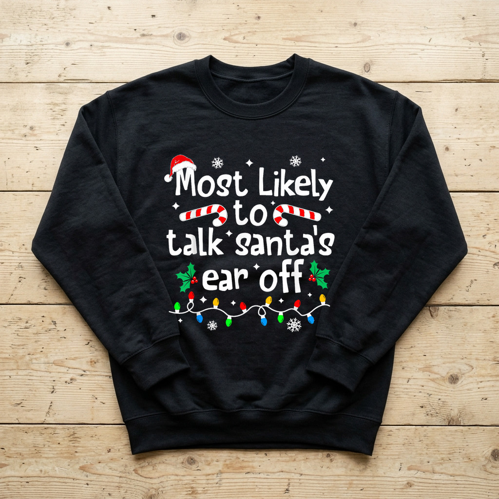 Most Likely to Talk Santa\'s Ear Off Christmas Matching Sweatshirt