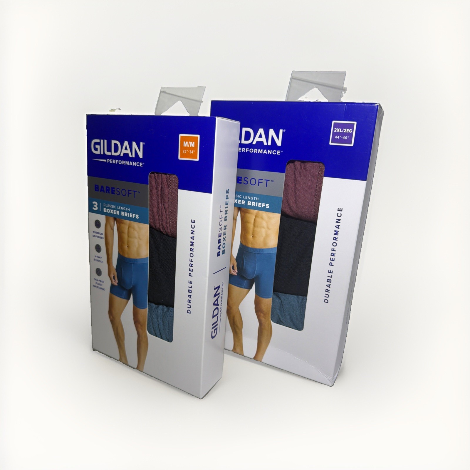 New Gildan Men 3 Pack Performance 4 Way Stretch Boxer Briefs Sizes M, L and 2XL