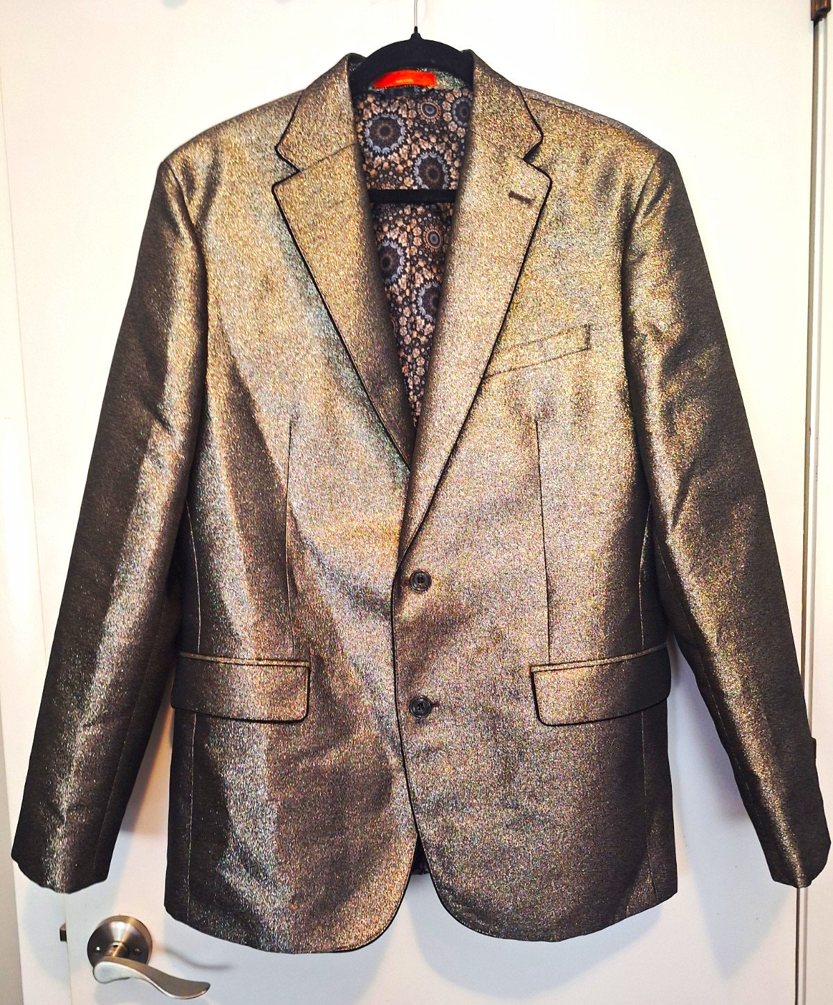Tallia Men\'s Metallic Silver Blazer Sport Coat 42R Single-Breasted 2-Button