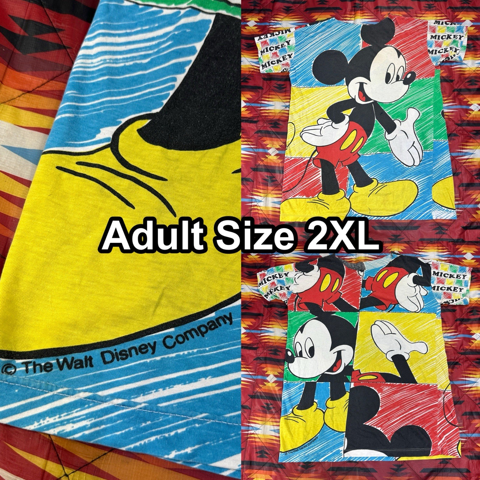 VTG 90s Walt Disney Company Mickey Mouse AOP T-Shirt Adult Size 2XL