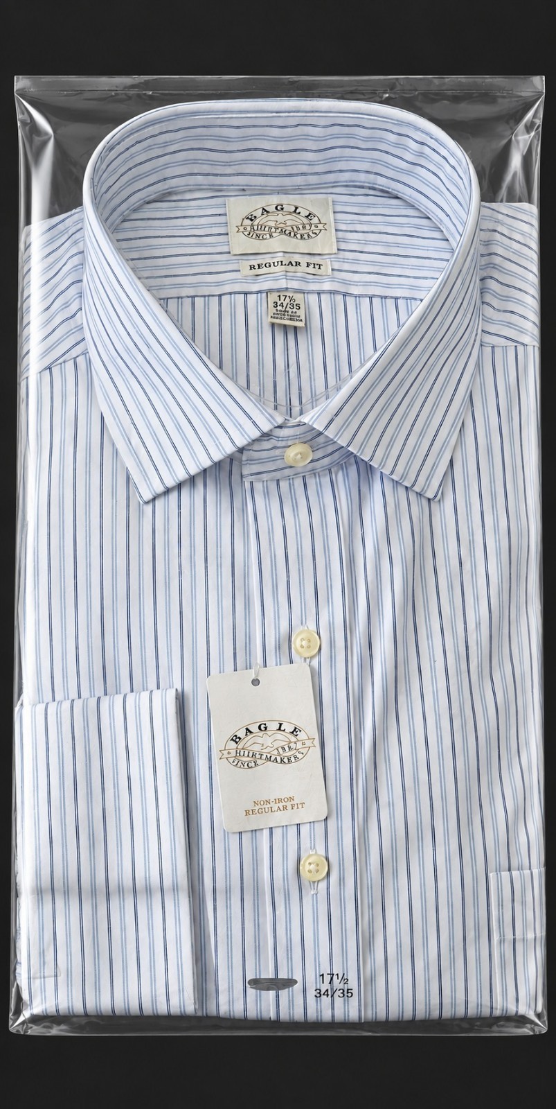 Eagle Shirtmakers Men\'s Stripe Dress Shirt 17.5 34/35