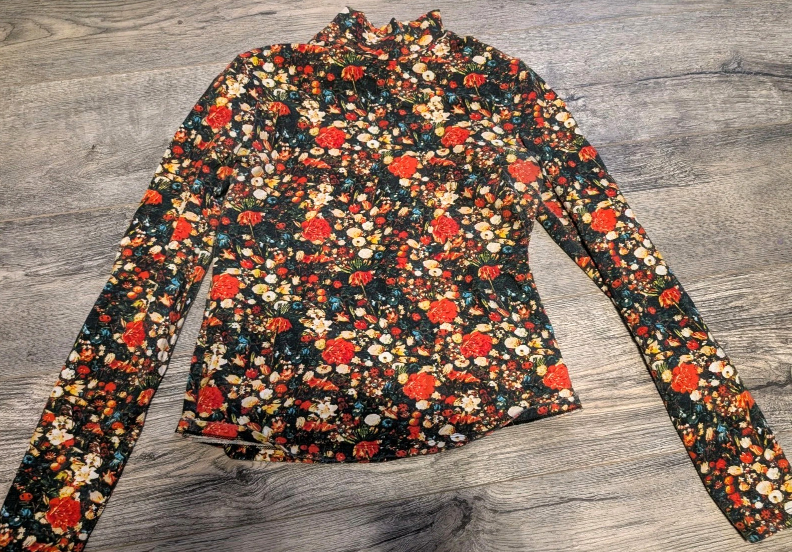 Maeve Anthropologie Floral Turtleneck Top Long Sleeve Multicolor Size S