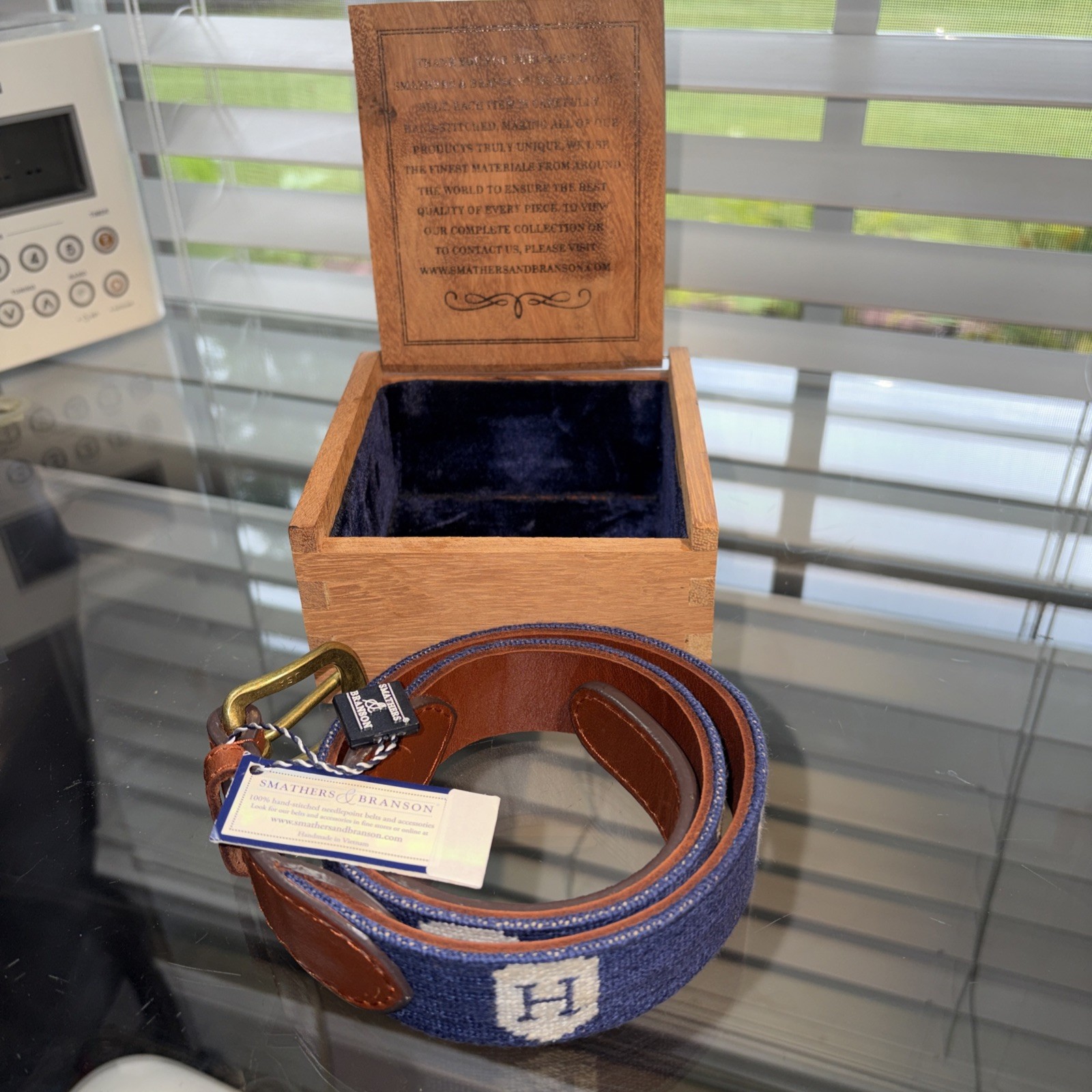NEW SMATHERS & BRANSON HARVARD UNIVERSITY Needlepoint Belt NWT & Box Adult Sz.28