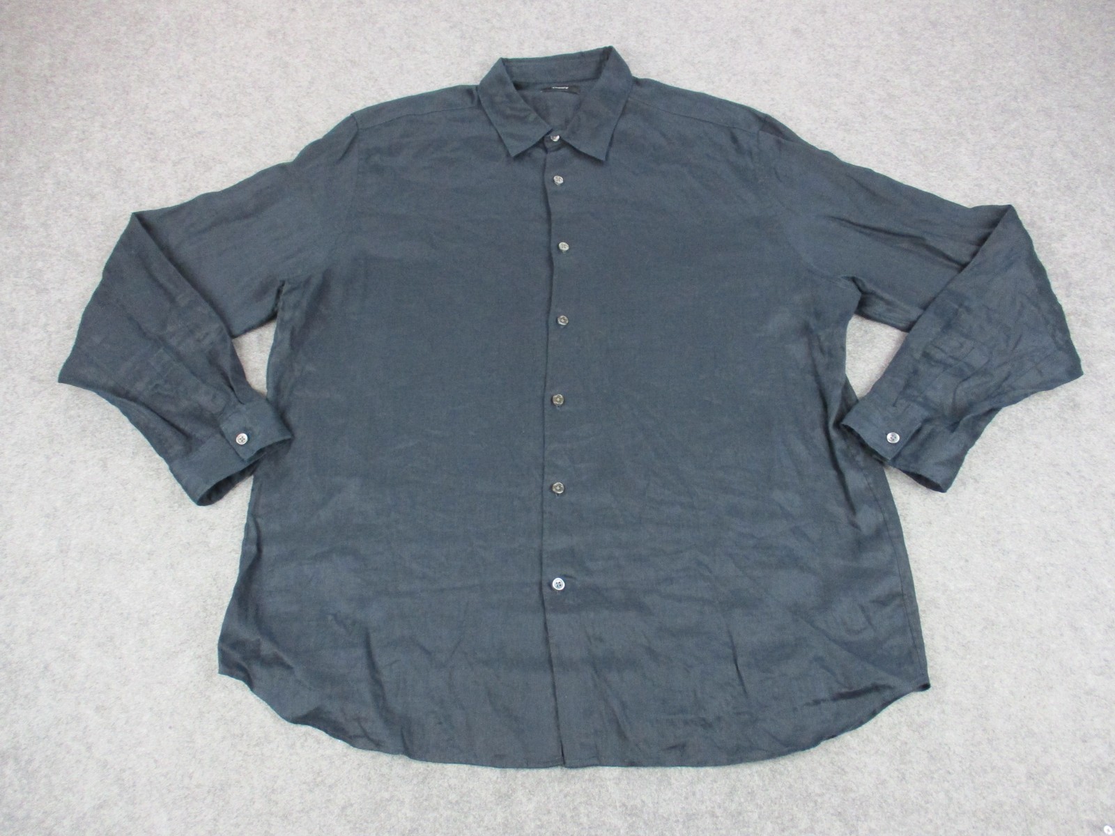 Theory Shirt Mens 2XL XXL Blue Linen Button Up Long Sleeve Relaxed Lightweight