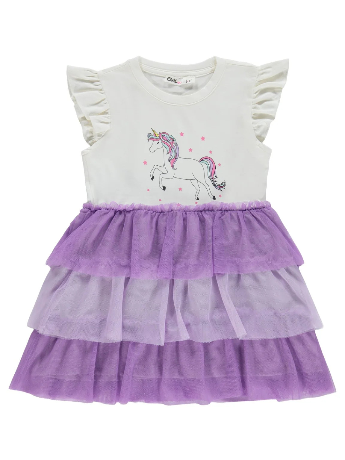 K26Y580-1 MyCozyKids Girls Unicorn Print 2-5 Years Dress