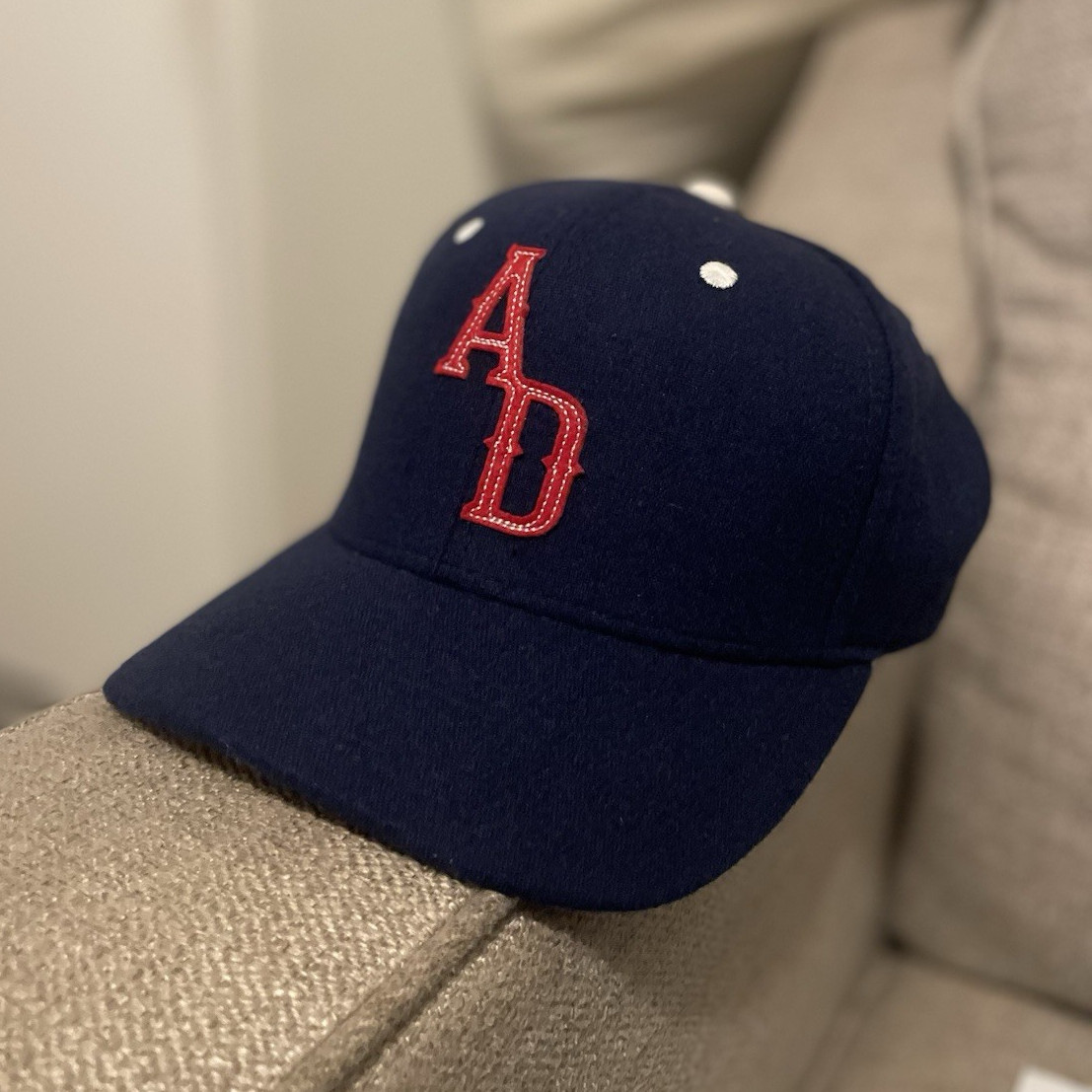 Pukka Wool Felt Snapback Hat Navy/Red AD Logo Adjustable snap