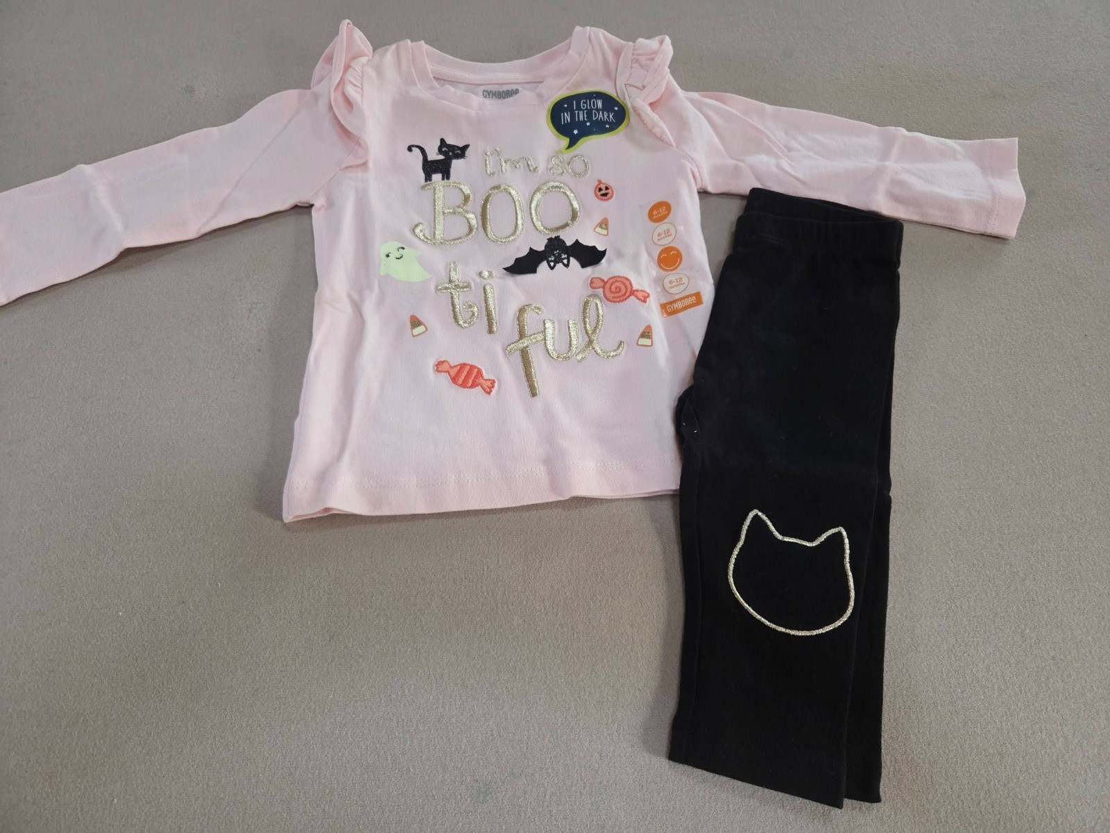New Gymboree halloween set pink set and black legging baby girl 6-12 months