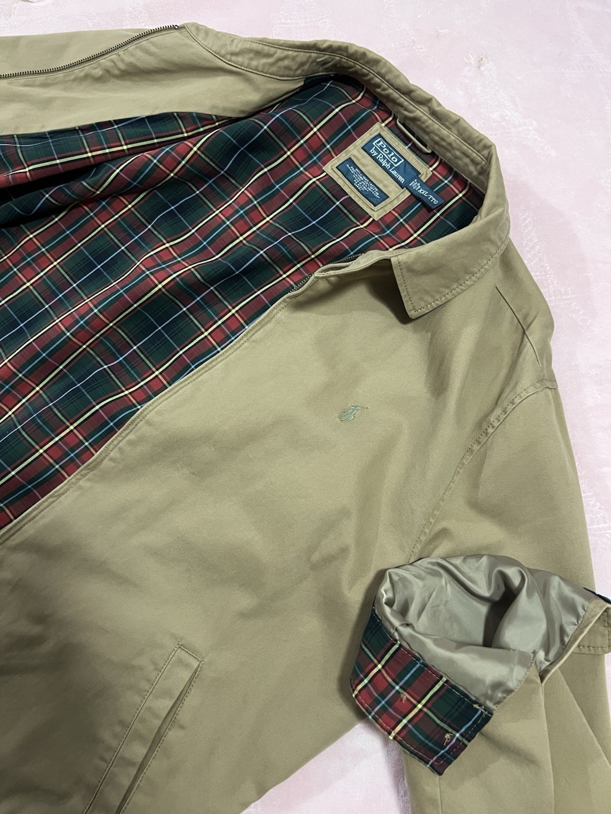 VTG Polo Ralph Lauren Tan Swing Harrington Jacket Men\'s Size 2 XL /TTG