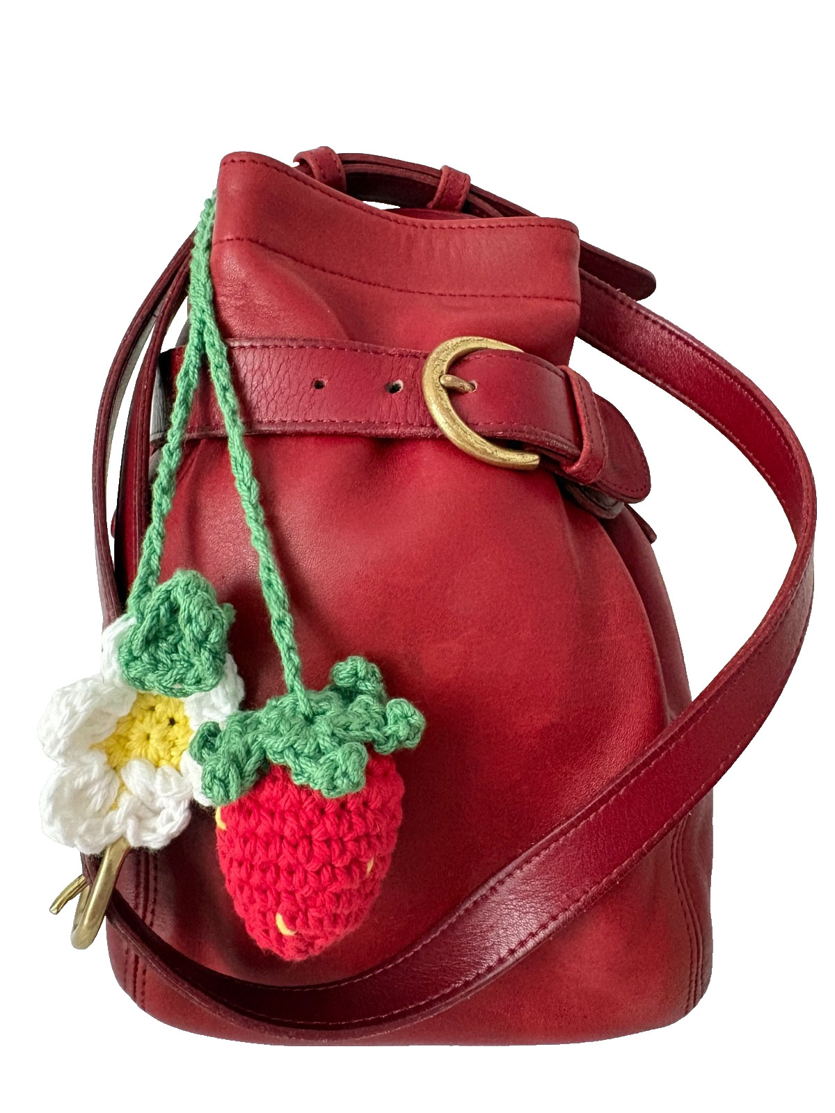 GUC Vtg 90s Coach Leather Soho Bucket Bag #4156 Crossbody Shoulder Purse Red