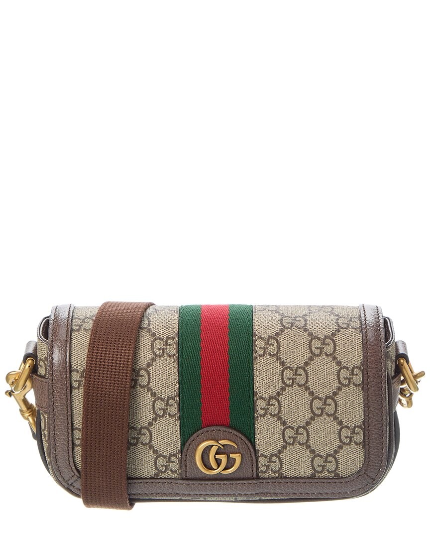 Gucci Ophidia Super Mini Gg Supreme Canvas & Leather Shoulder Bag Men\'s Beige