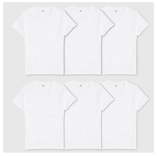 Hanes V-Necks Tagless Men\'s T-Shirts Value Pack - White, Size M, 6 Pack