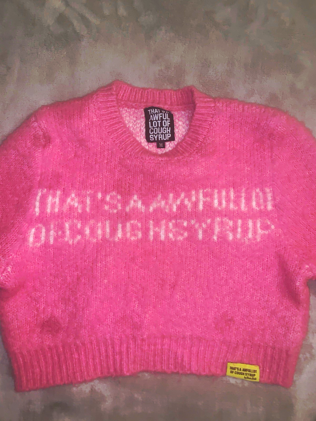 THAT\'S A AWFULL LOT OF COUGH SYRUP Pink Knit Logo Jogger Pants Drawstring M