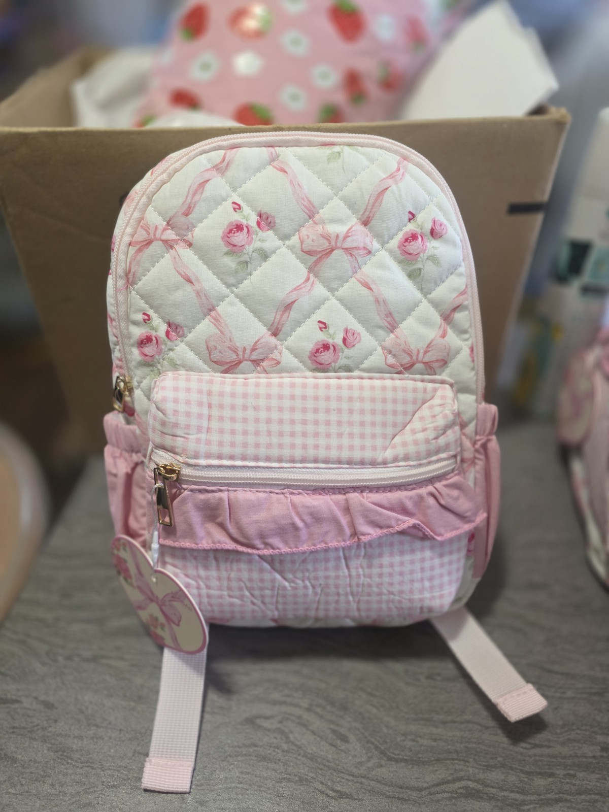 Rare Danbar Global Bow Backpack Kids Pink White Nwt 