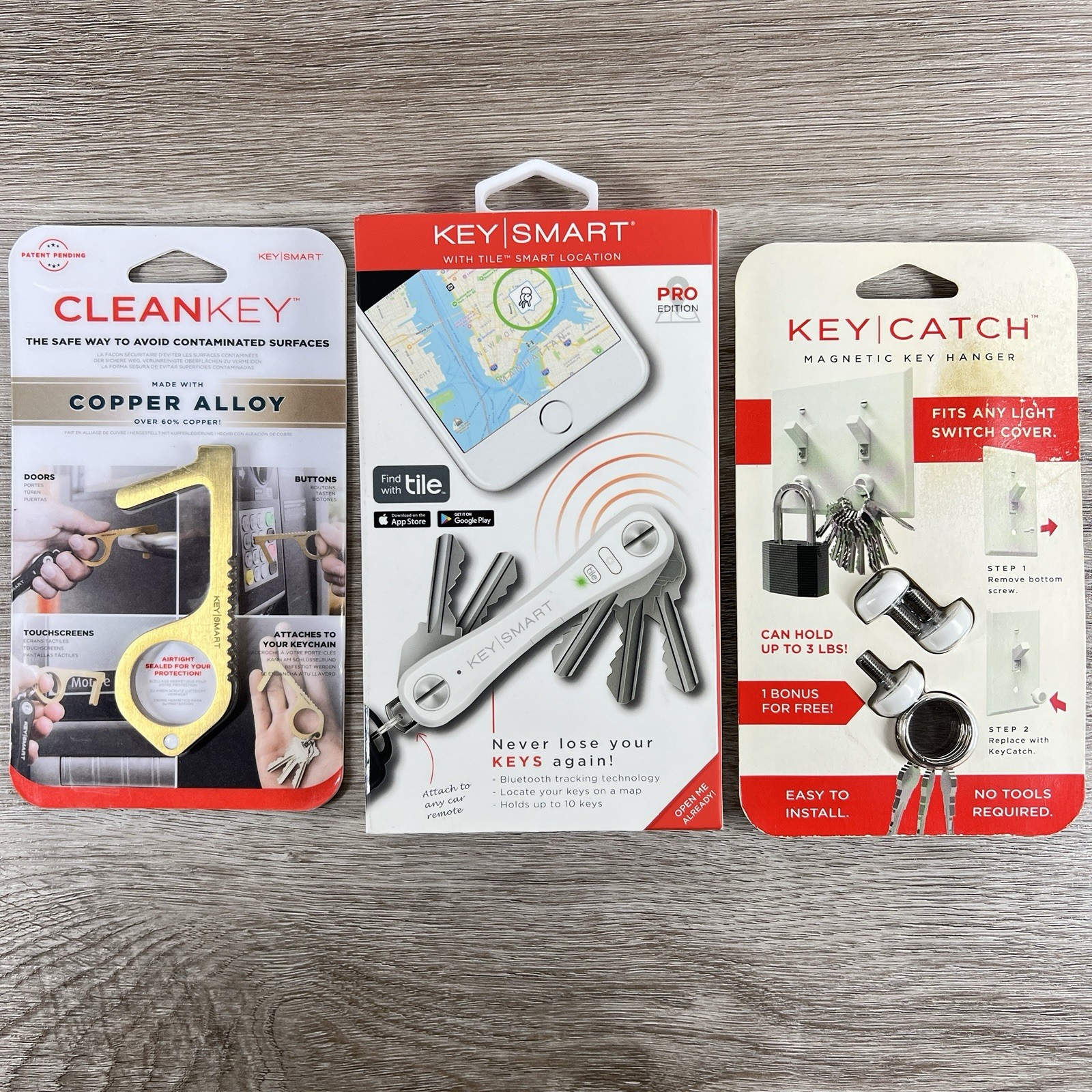 KeySmart Pro Compact Key Organizer With Tile Smart Location Technology LED White