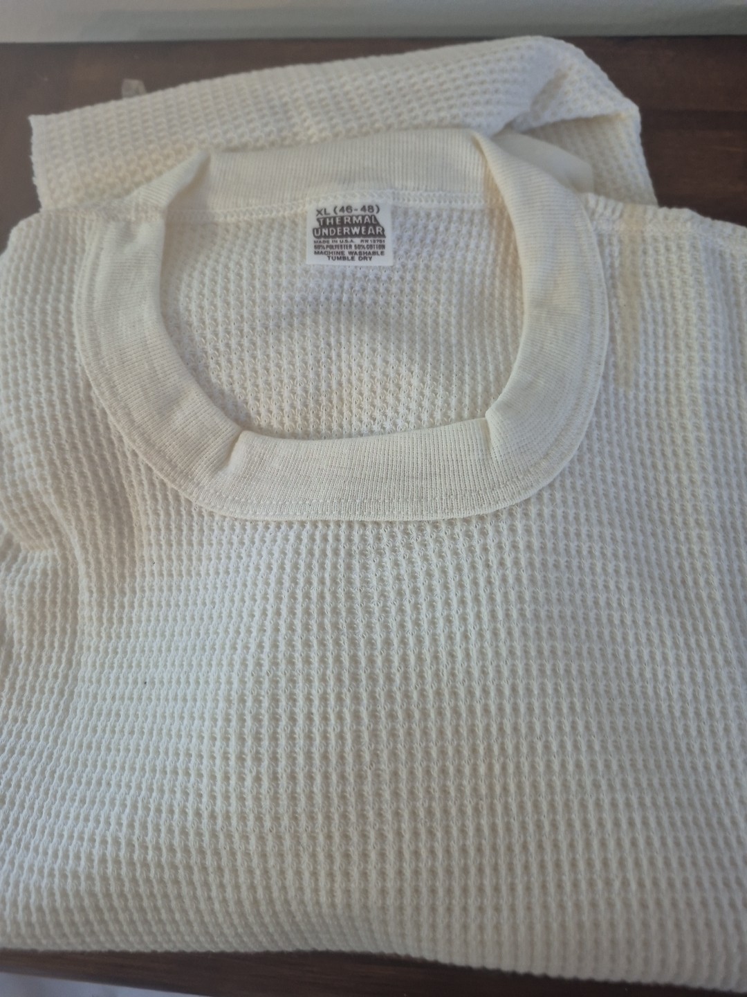 Vintage K-Mart 1970s White Waffle Knit Thermal Undershirt Brand New Made In USA