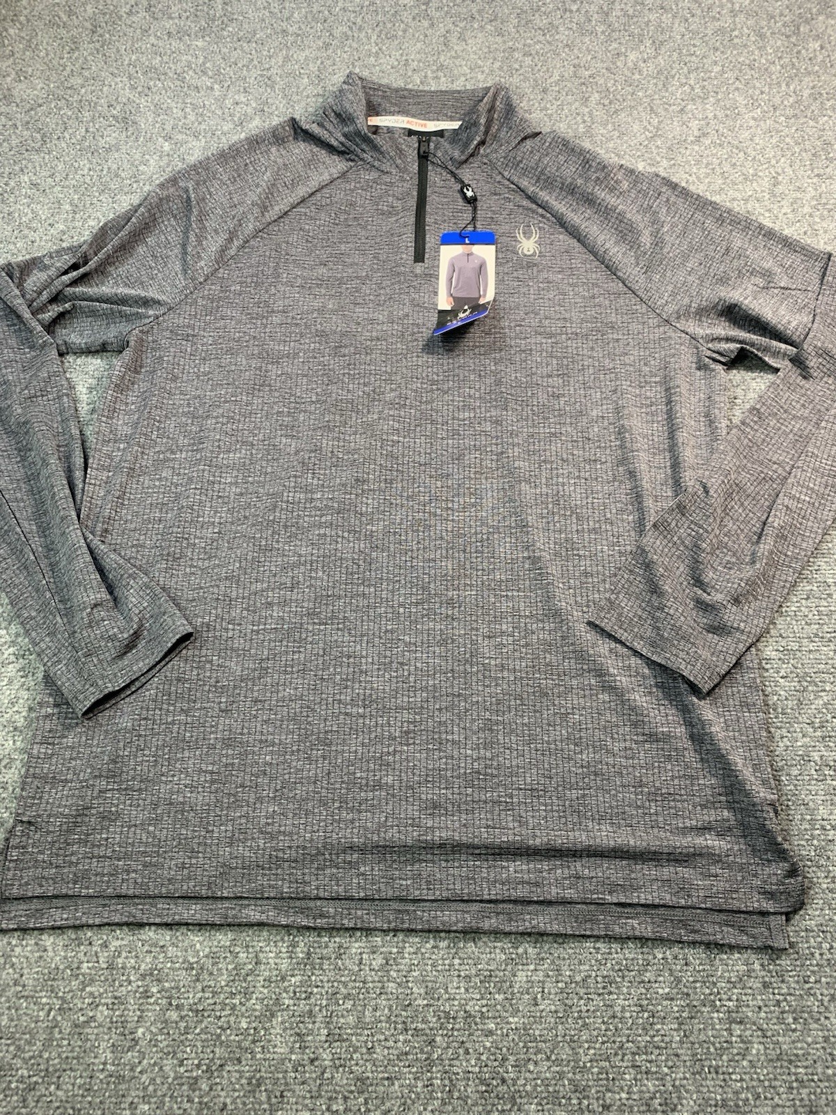 Spyder Shirt Mens Large Gray 1/4 Zip Active Pullover Long Sleeve NWT