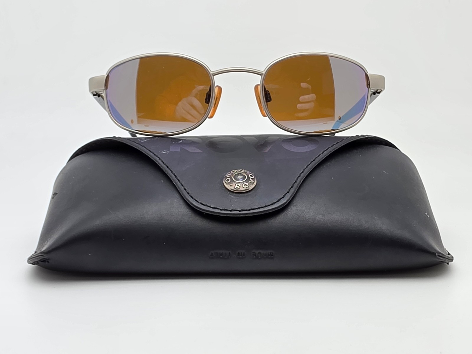 Revo 1112 011/12 Silver Frame Blue Stealth Mirror Glass Lens Sunglasses w/ Case
