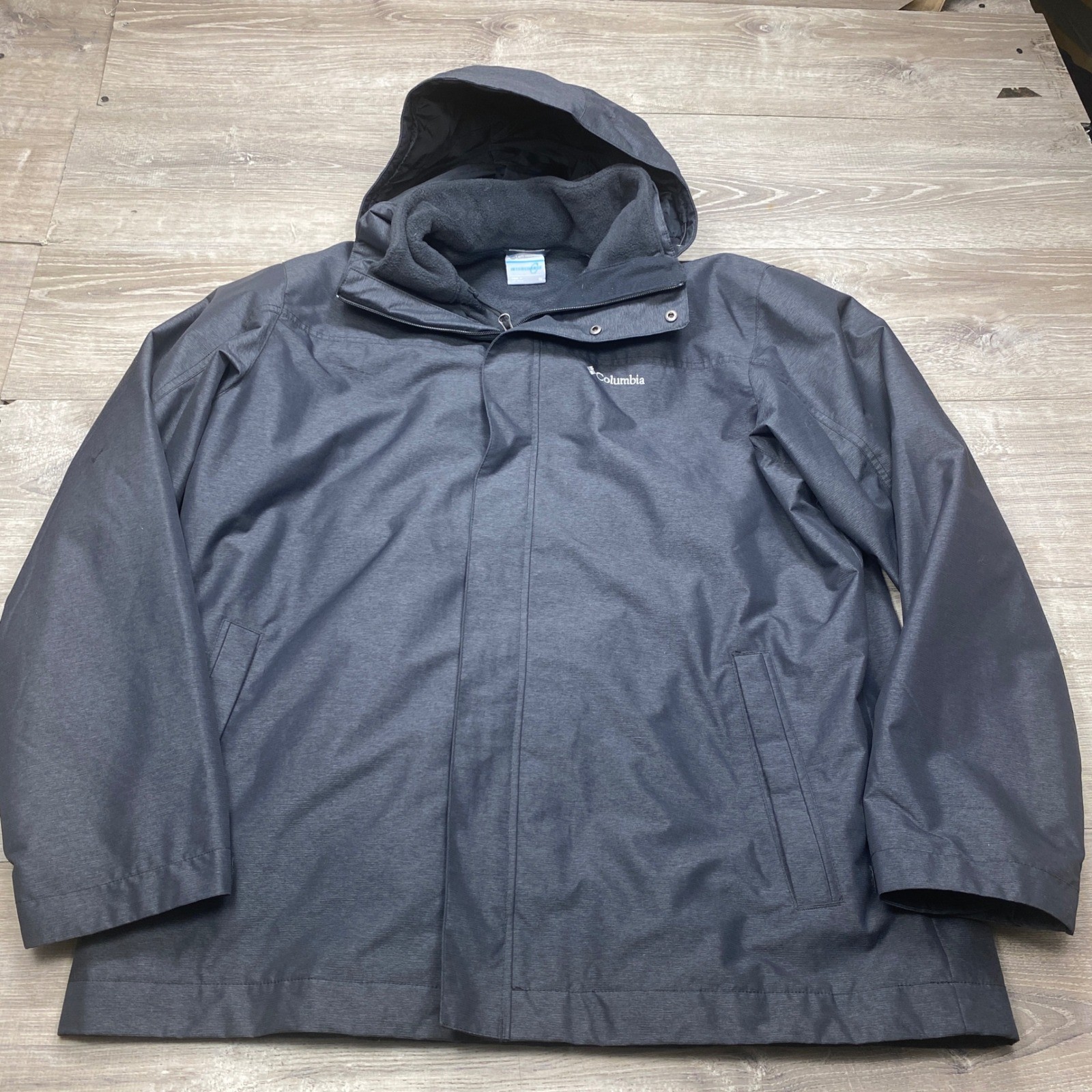 Columbia 3in1 Jacket Mens XL Gray Omni-Tech Waterproof Sparks Fleece Liner