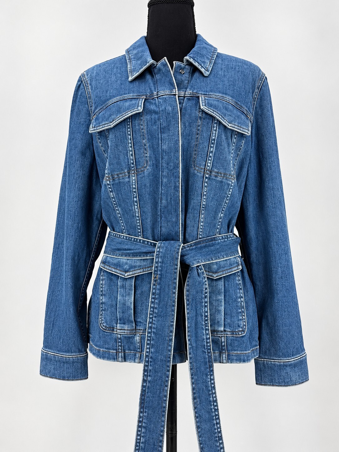 Spanx tie front slim fit jeans jacket soft denim size xl womens