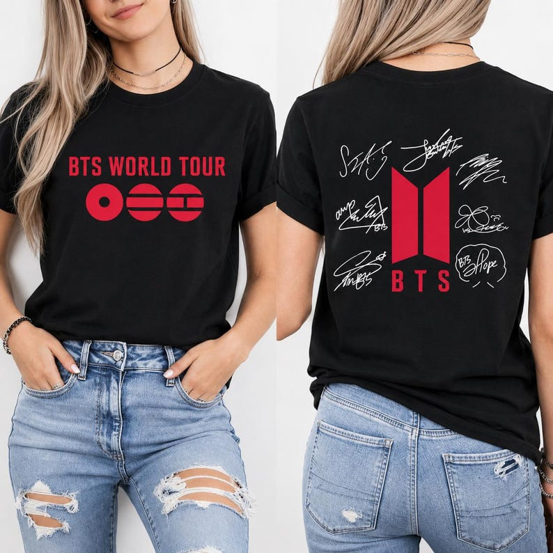 BTS World Tour 2026 Signed T-Shirt – Kpop Merch, Fan Gift, Signature Tee