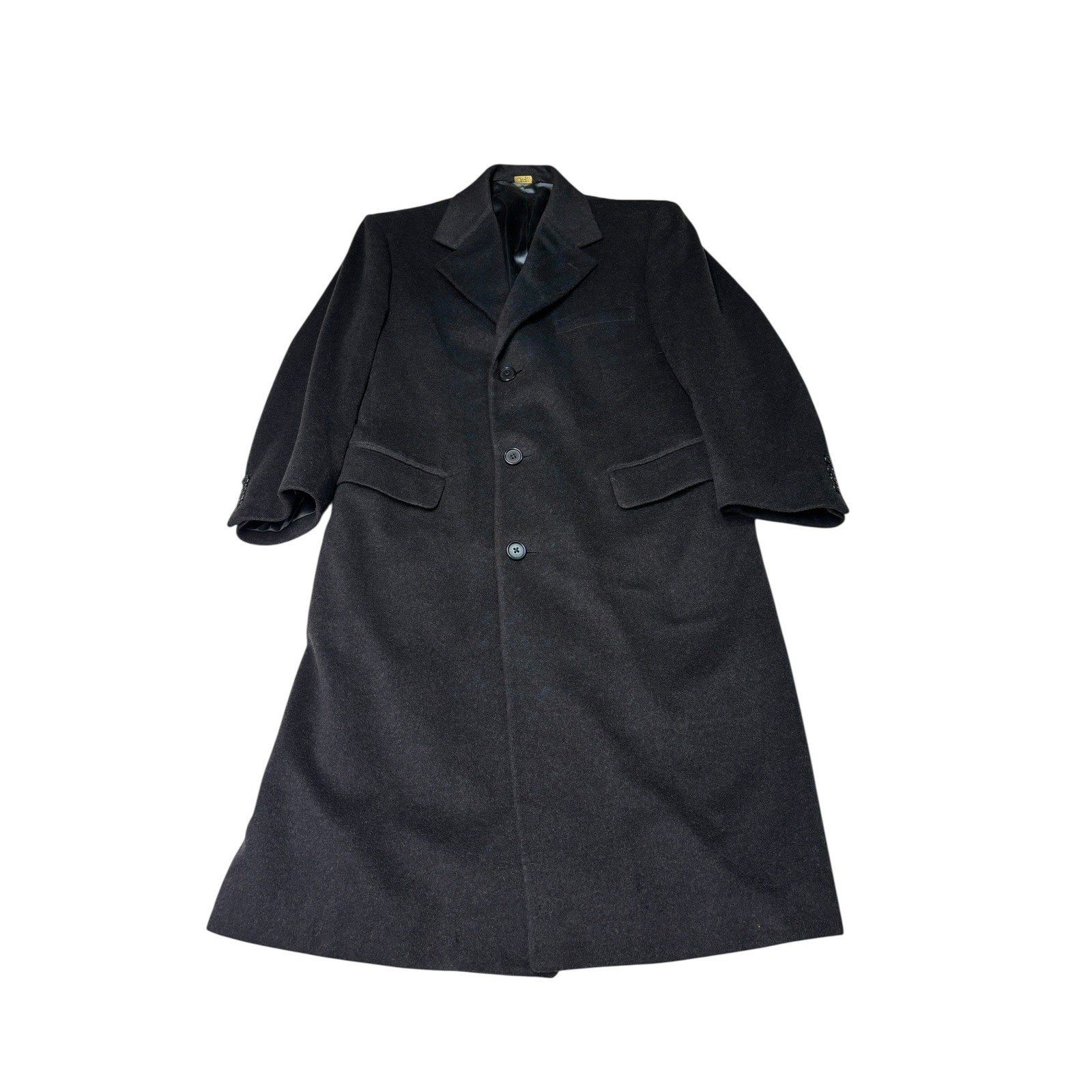 Nordstrom Jacob Siegel Mens Black 100% Cashmere Overcoat Top 42 Coat Made USA