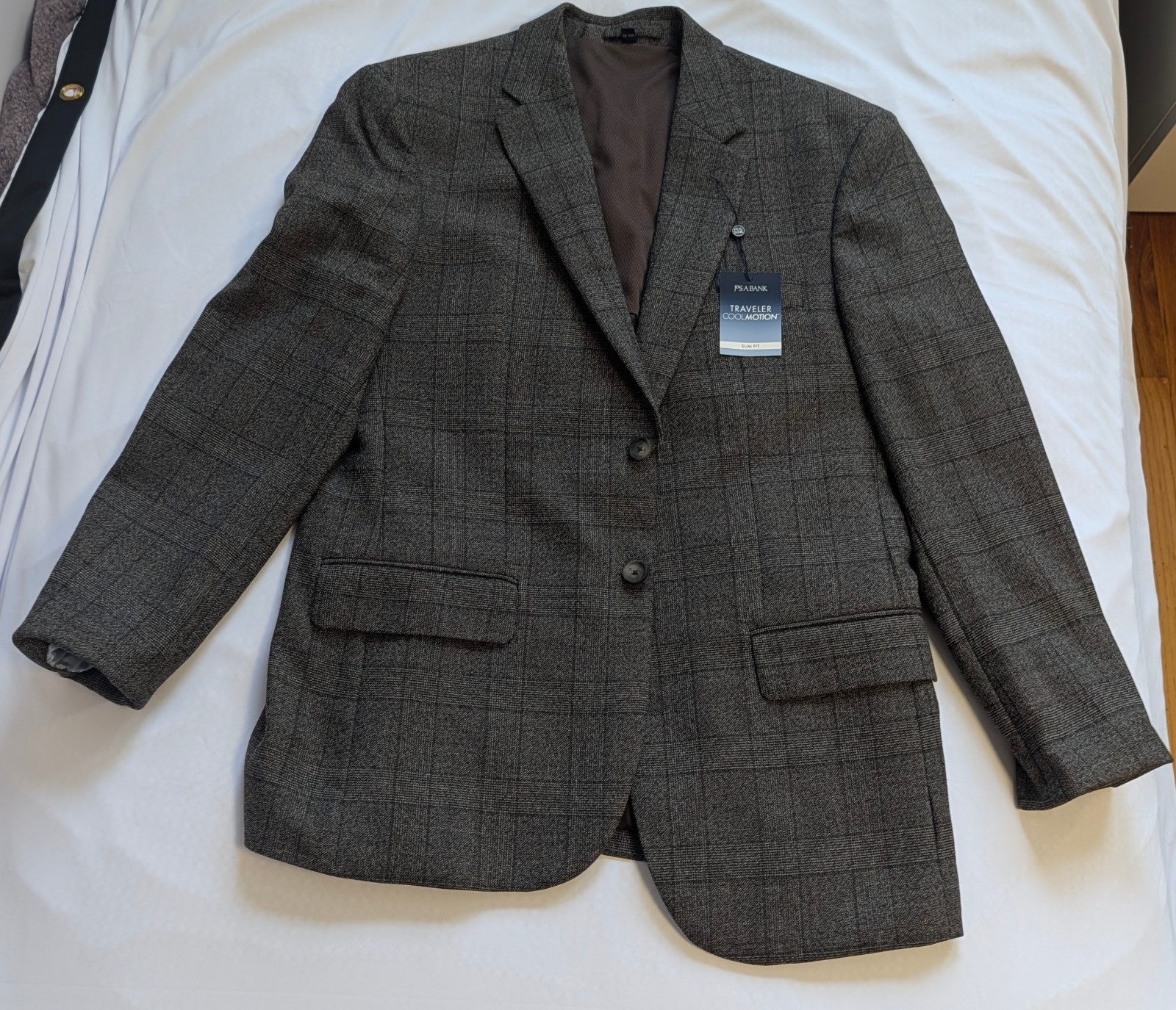 NEW With Tags Jos A Bank Blazer Jacket Mens Slim Fit Charcoal Gray Plaid