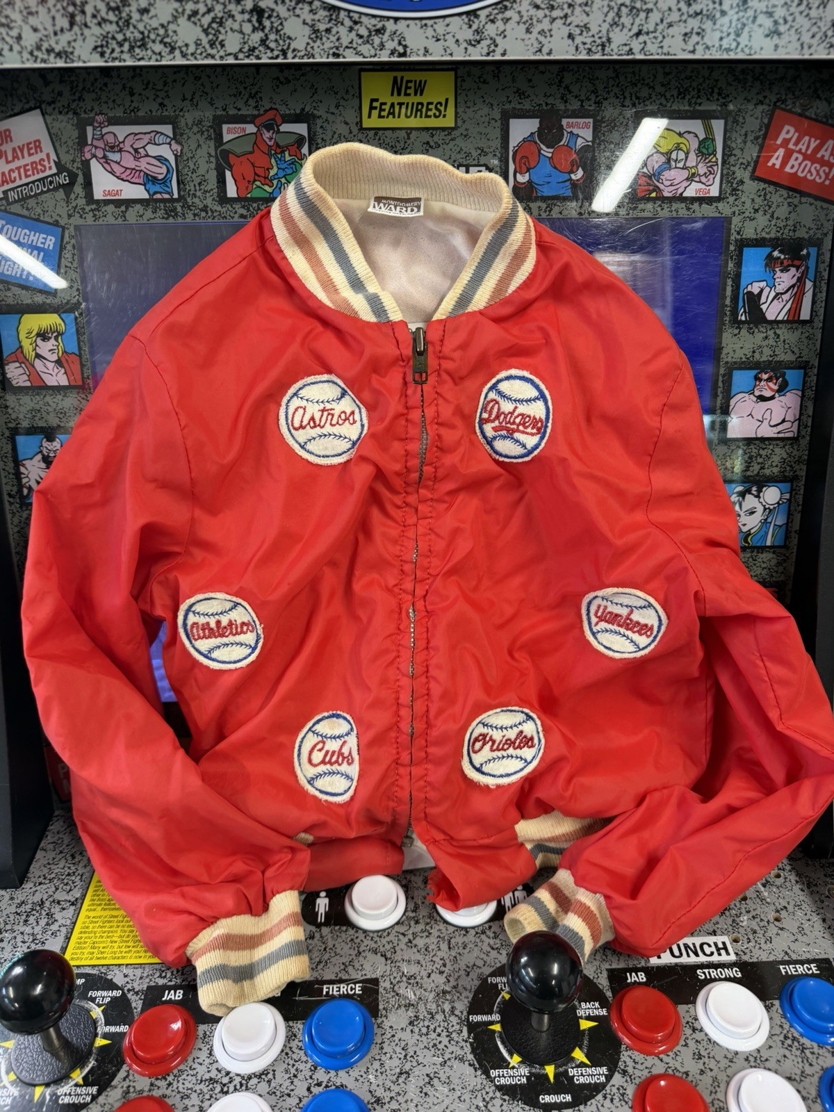 Vintage 1970s Montgomery Ward MLB Baseball Team Patches Full Zip Jacket Kids