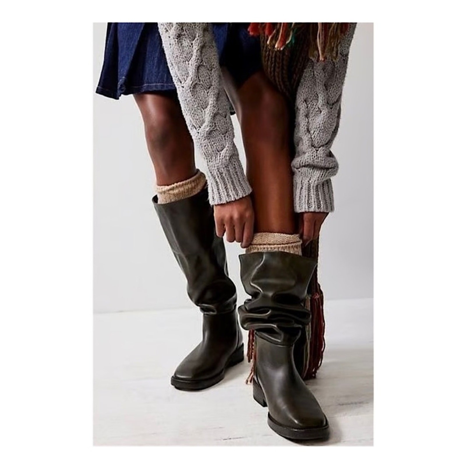 Free People We the Free Townes Fold Down Boots, NWOB, Size 8, Bitter Olive Green