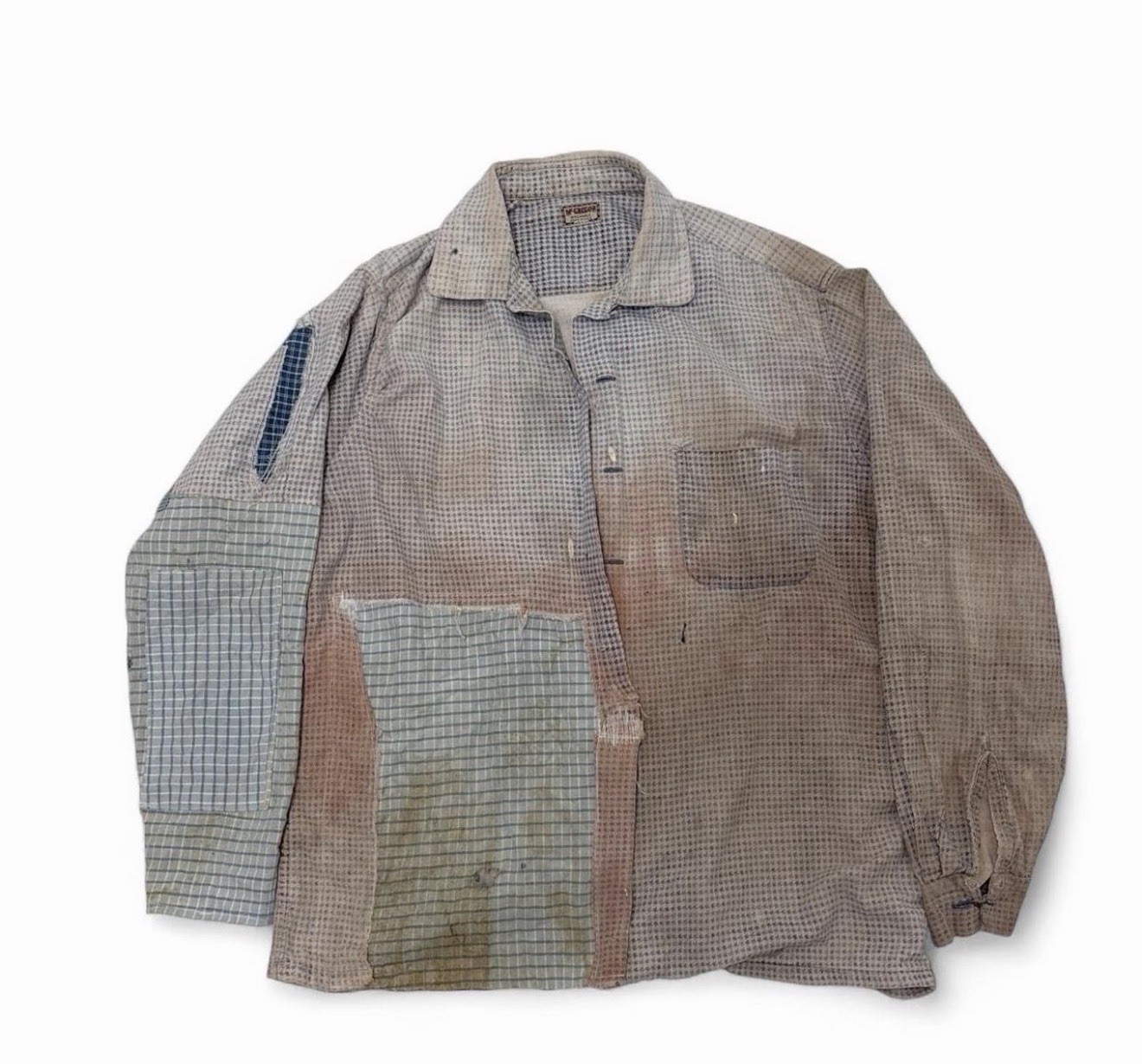 McGregor 1950s Super Distressed Repaired Patchwork Shirt Large