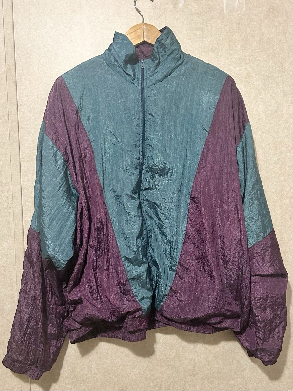 Vintage Bahama Bay Club Windbreaker Purple & Teal Zipup Size XL 90s 80s Retro