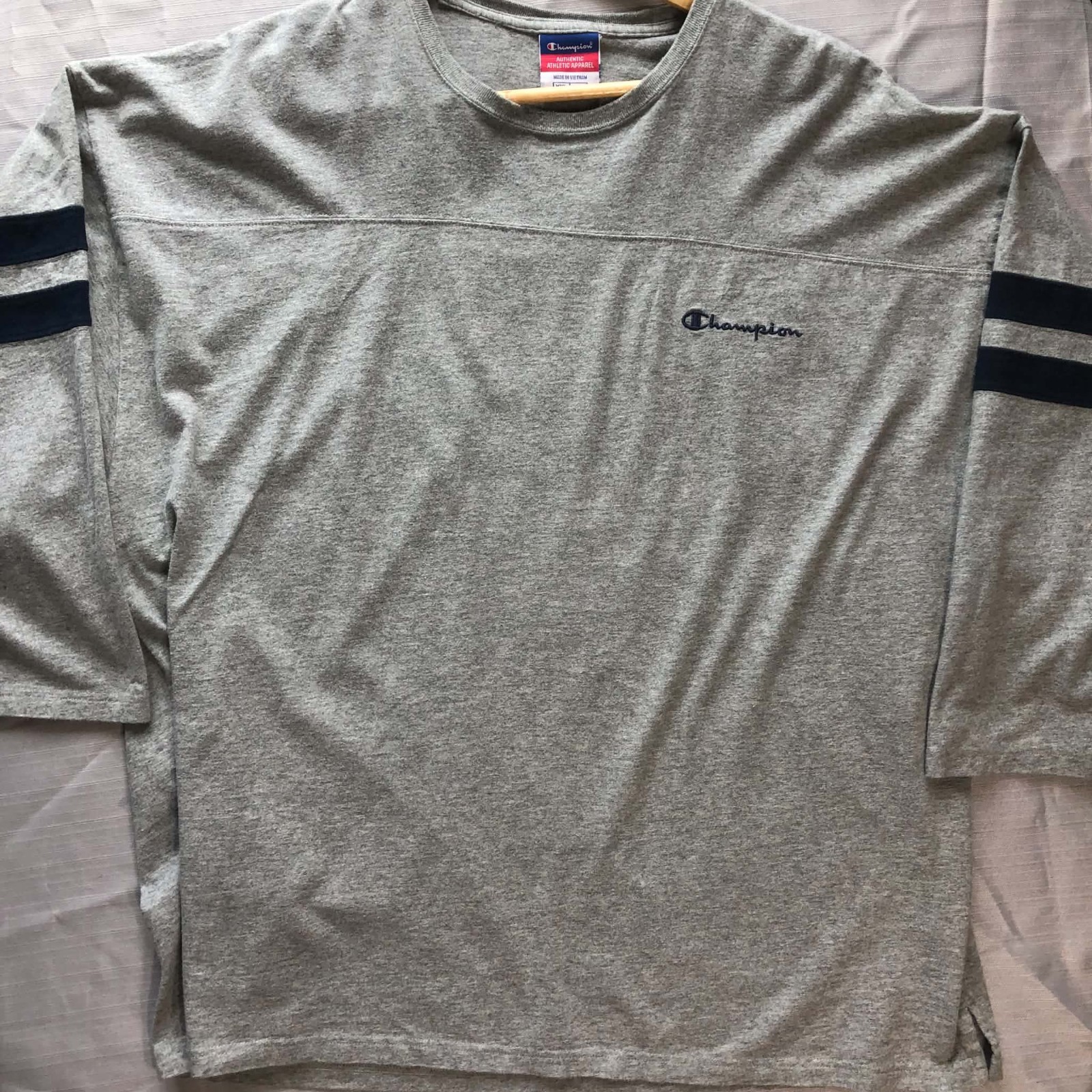Vintage 90s Y2K Champion Heavyweight 3/4 Sleeve Jersey Ringer Heather Gray XXL