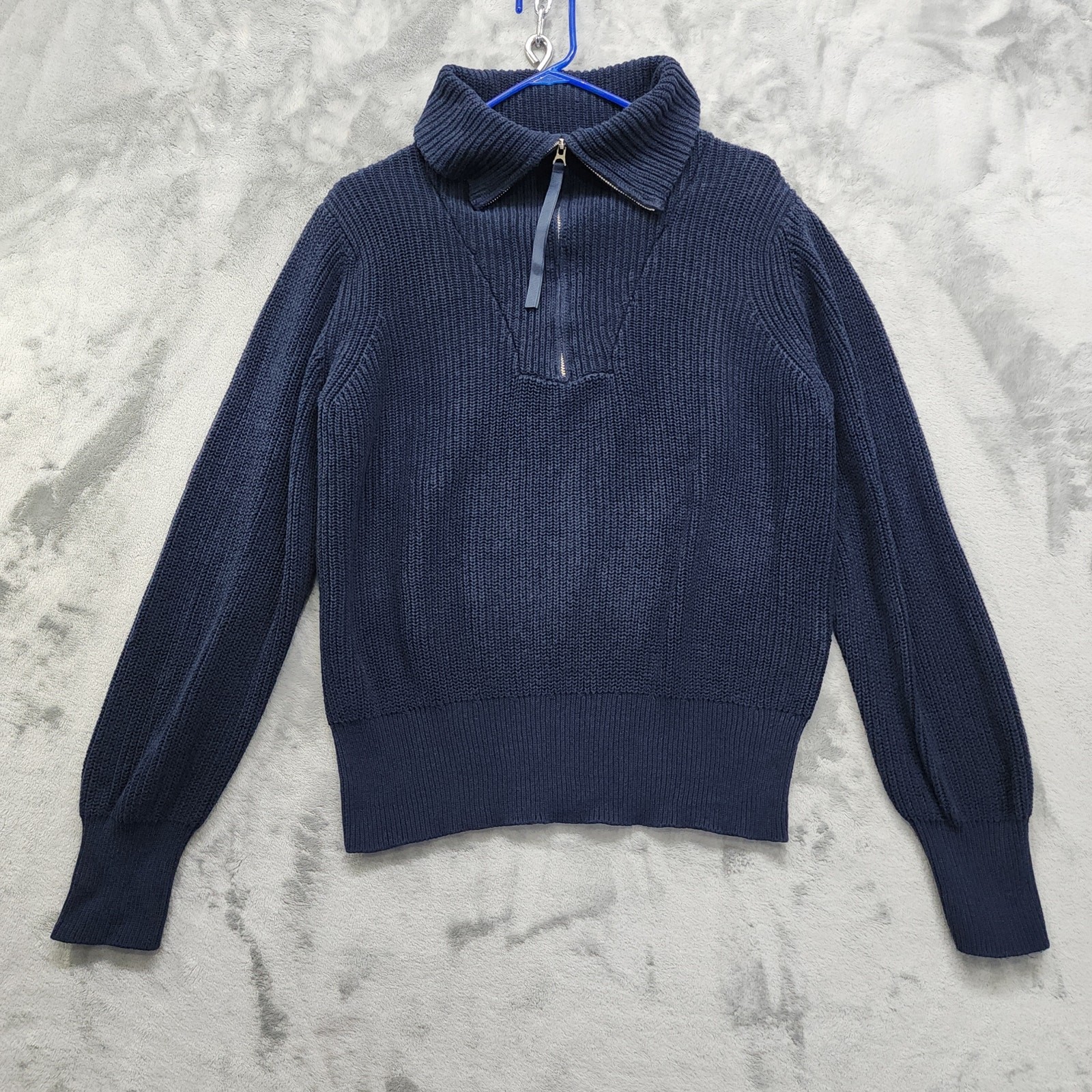 Vintage Holland America Line Sweater Women\'s Size L Blue Half Zip Cotton Knit
