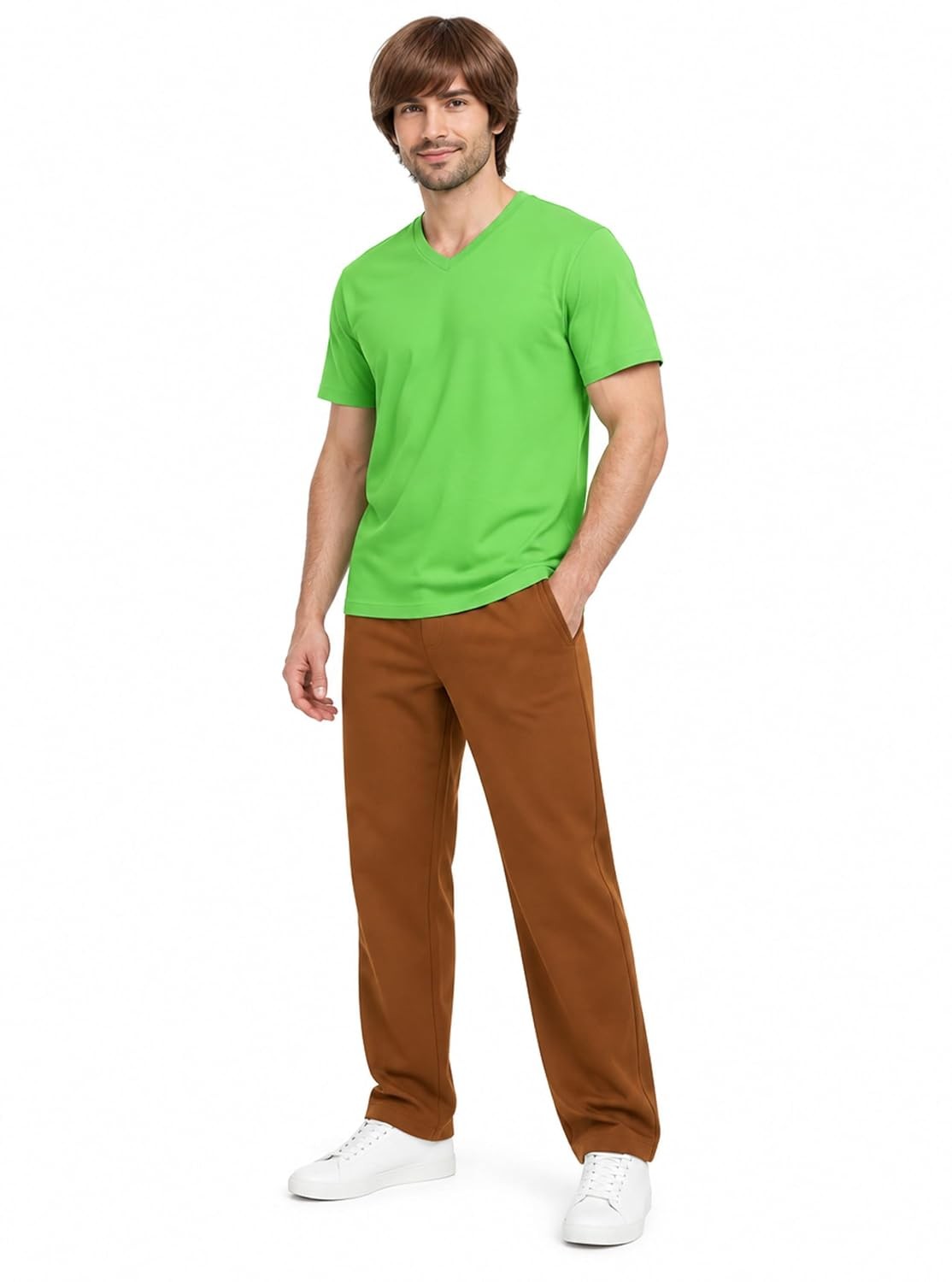 Men's Small Halloween Costume Set Green Shirt Brown Pants Full Outfit