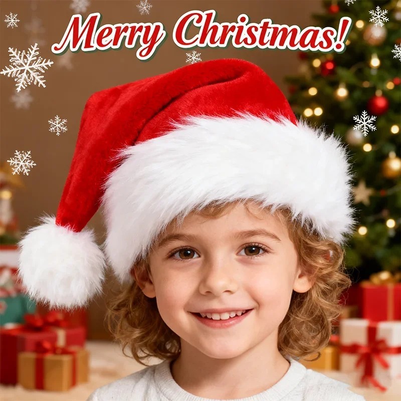 Christmas Santa Claus Cap Adult Christmas Holiday Hat Thickened Santa Claus Hat